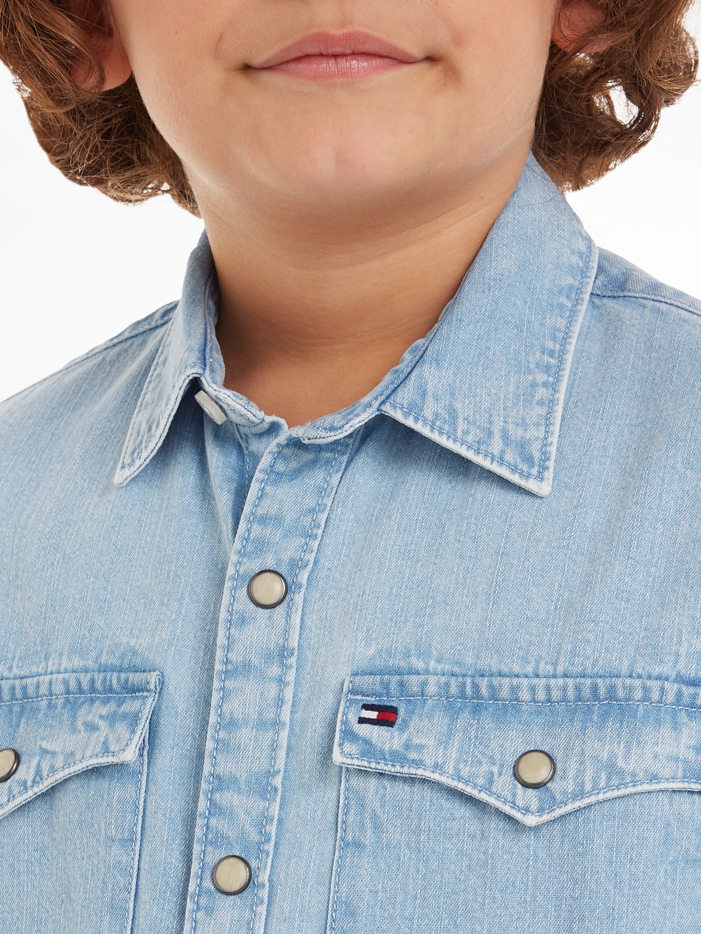Tommy Hilfiger Overhemd met lange mouwen DENIM SHIRT LS Kinderen tot 16 jaar met logostiksel