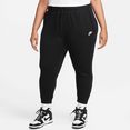 nike sportswear joggingbroek club fleece women's mid-rise joggers (plus size) zwart