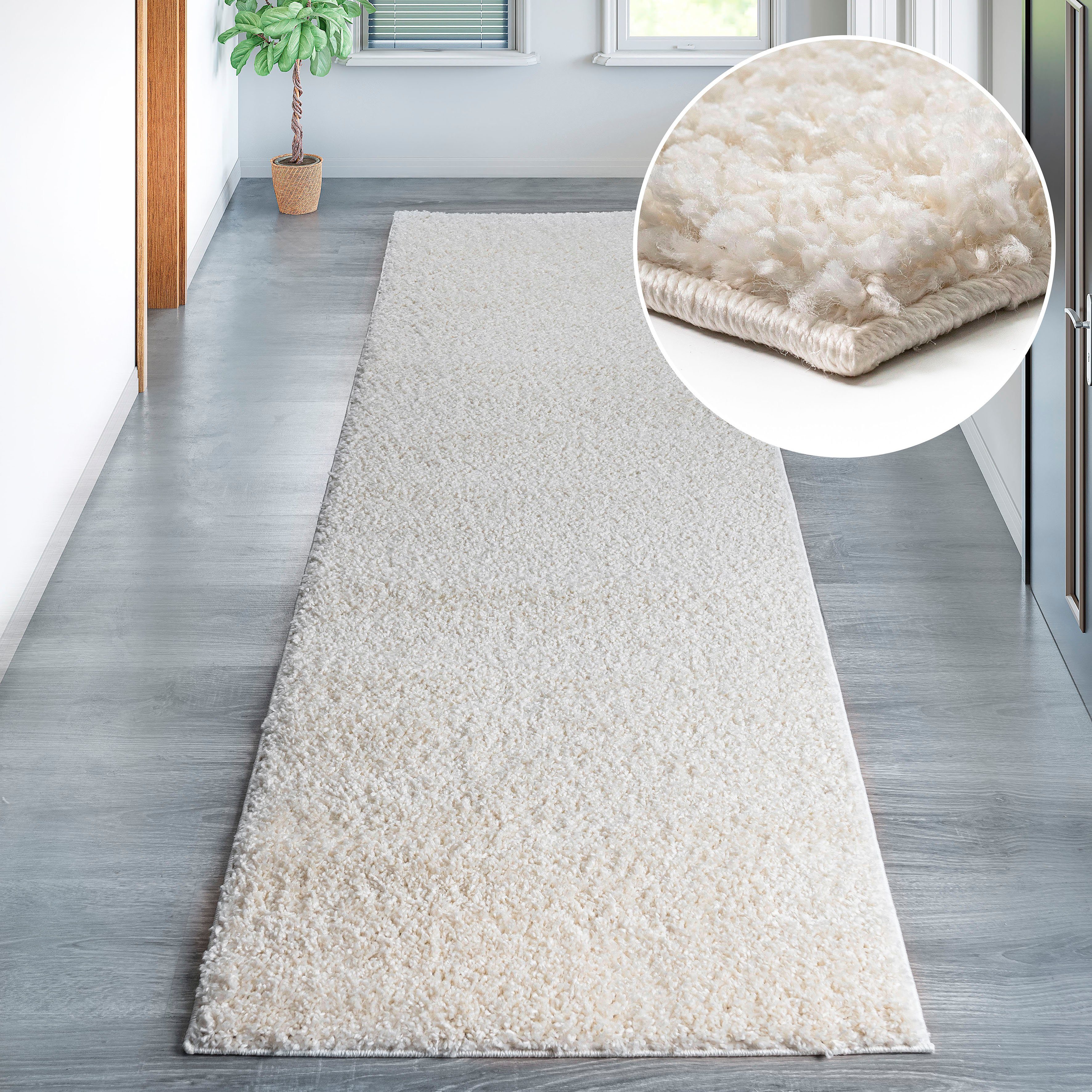 my home Loper Viva Loper, brug, unikleuren, uni, bijzonder zacht en behaaglijk lopers maat 80 cm x 300 cm x 45 mm beige