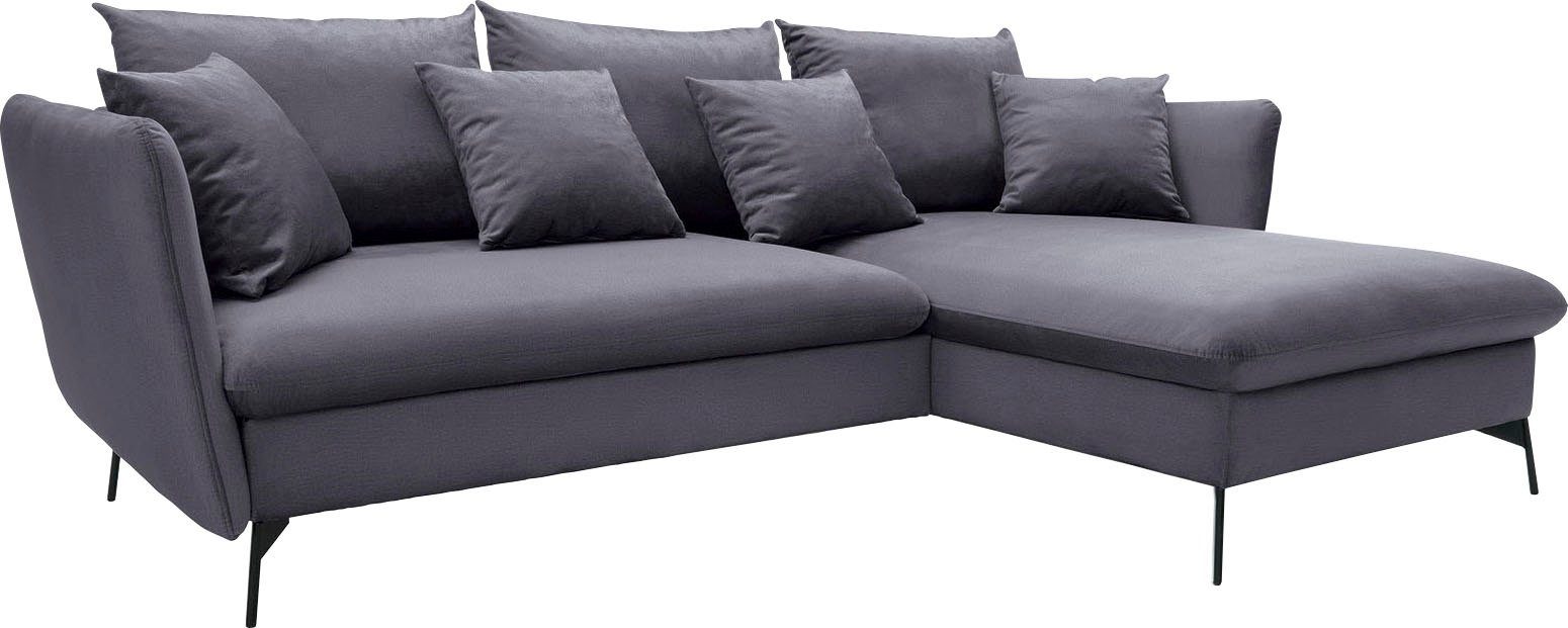 andas Hoekbank LIVORNO,258 cm, L-model, Slaapfunctie en bedlade (139/224 cm), fluweel, structuur, geweven stof