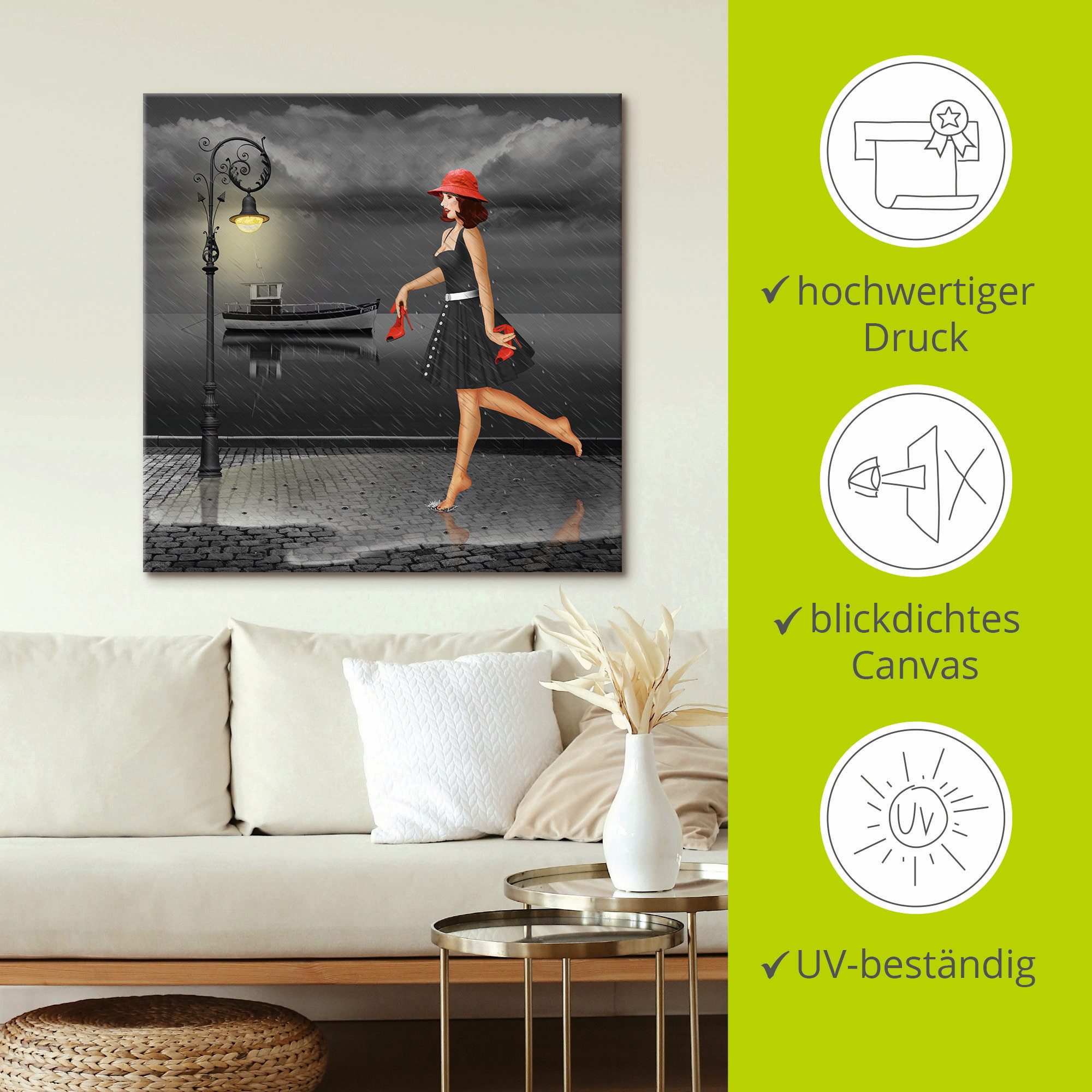Artland Artprint Dansen in de regen als artprint op linnen, poster in verschillende formaten maten