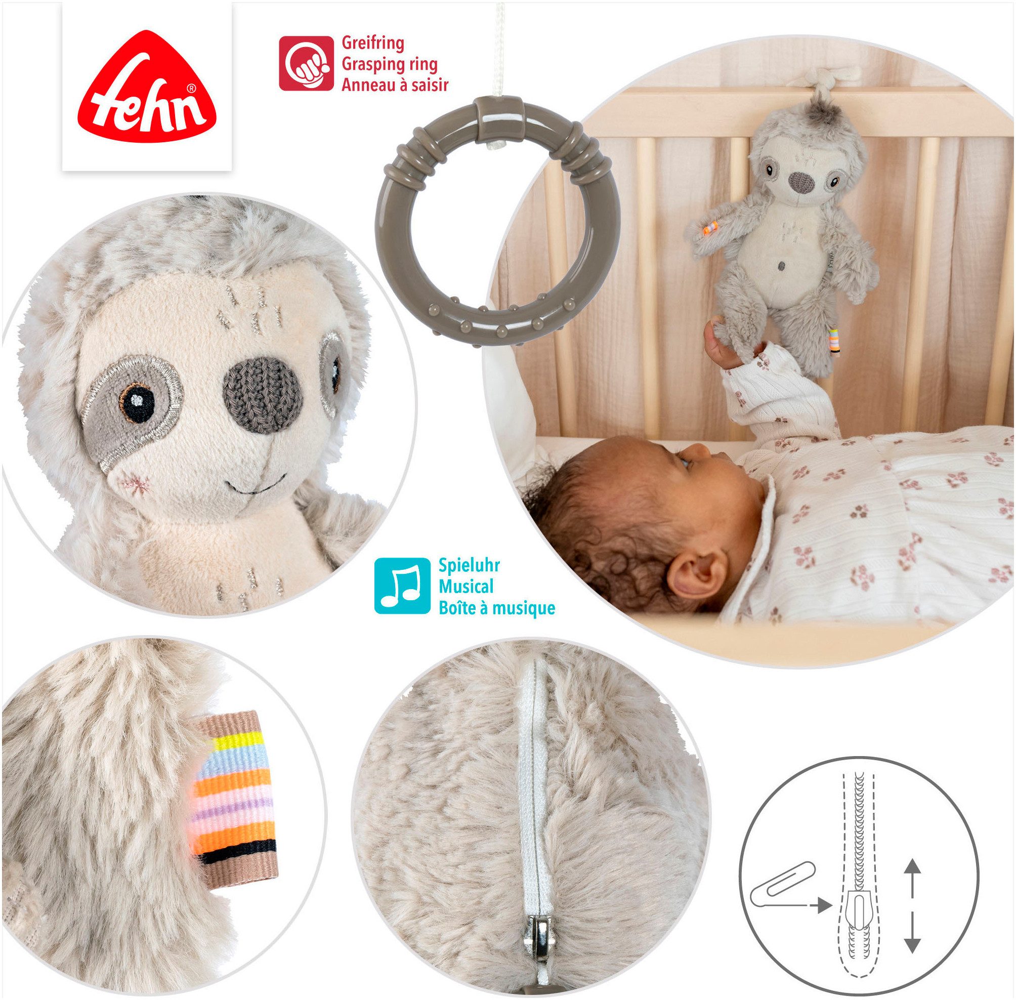 Fehn Speeldoosje Lazy, Crazy & Pink, Luiaard
