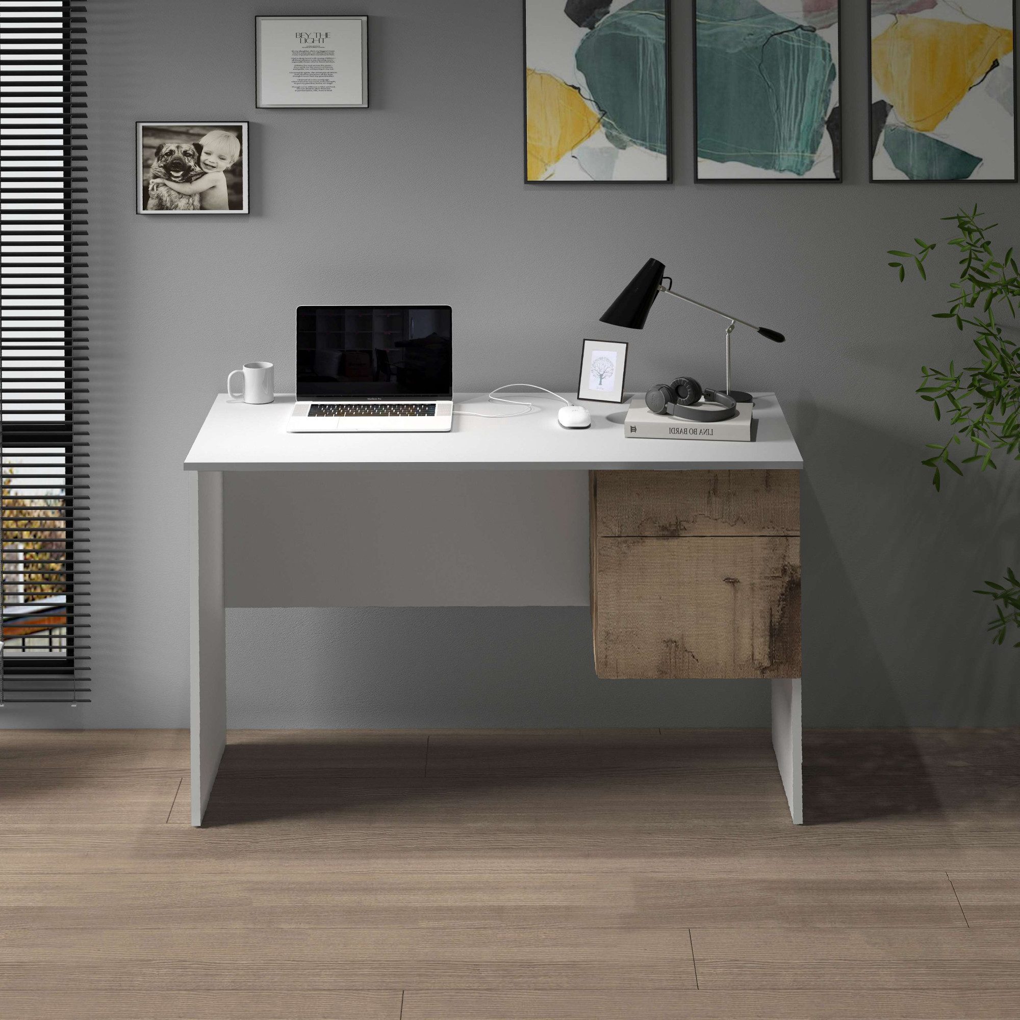 INOSIGN Bureau Coro, kleine computertisch, bureautafel met 1 deur & 1 lade, breedte 110 cm, made in italy