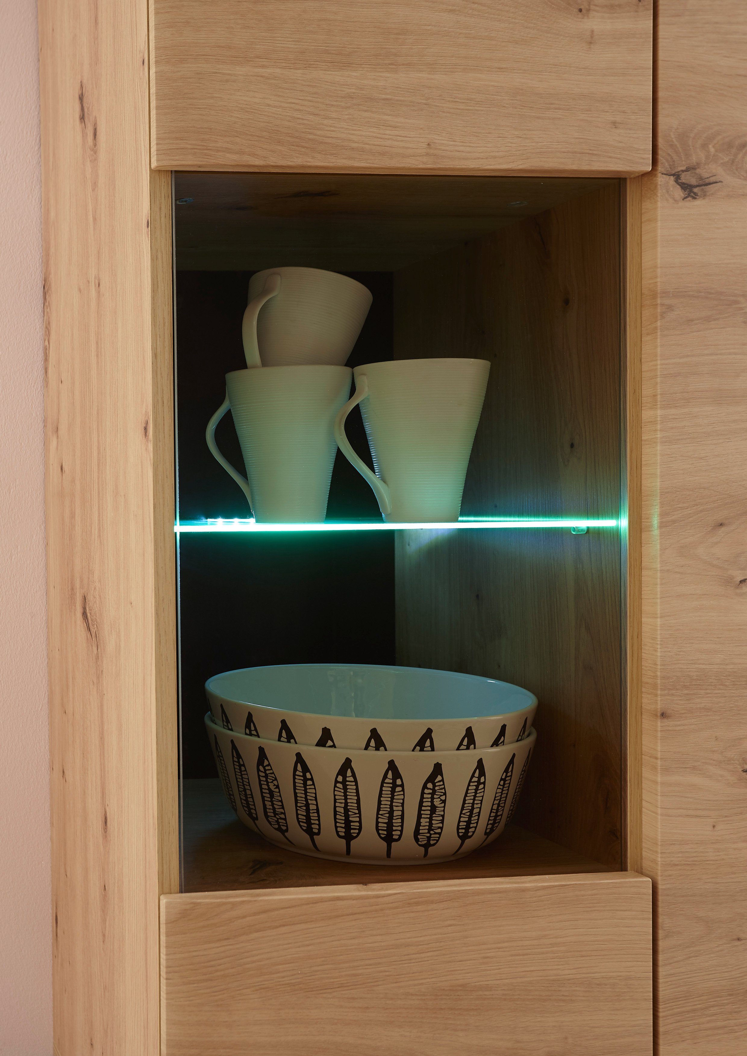 INOSIGN Vitrinekast Torge, hoge kast, glazen vitrine, staande vitrine, vitrinekast in drie verschillende kleuren beschikbaar, glazen deur & -bodem, 90 cm breed (1 stuk)