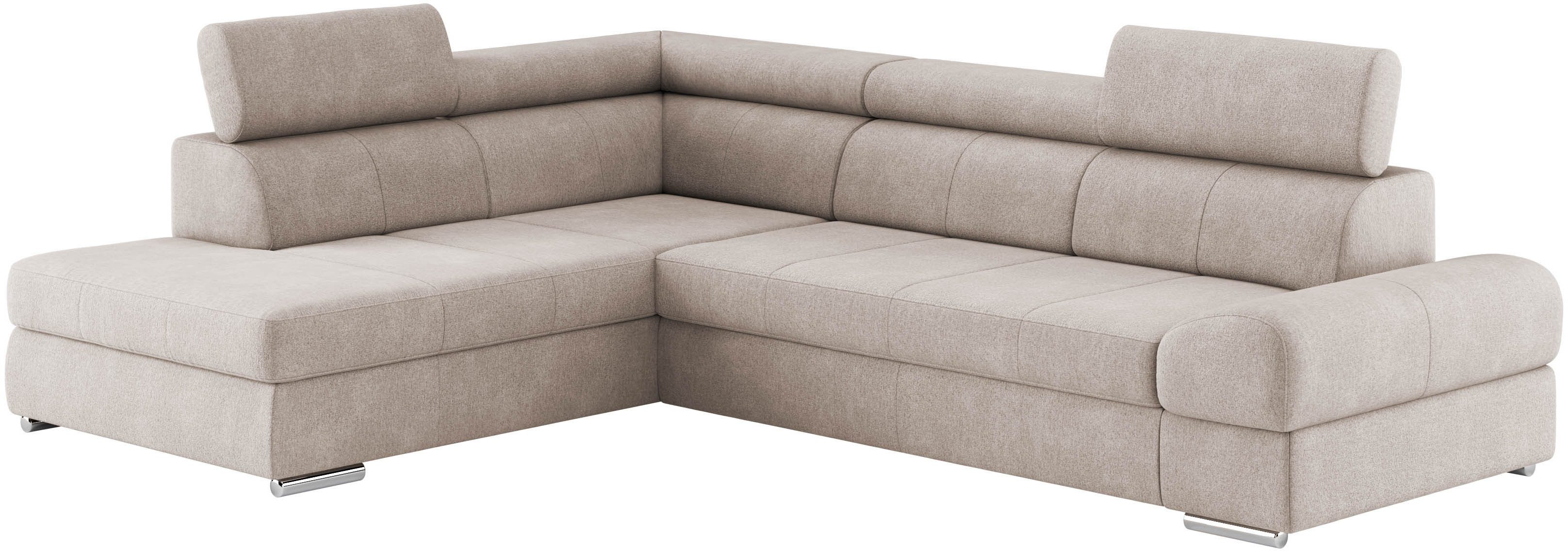 sit&more Hoekbank Broadway L-vorm met verstelbare hoofdsteunen, naar keuze met slaapfunctie