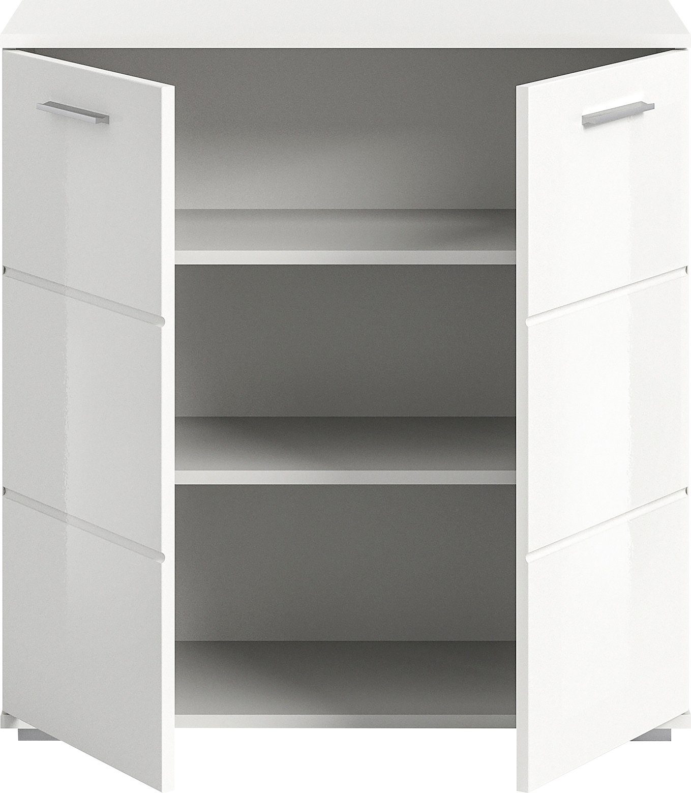 INOSIGN Kast Valge, Breedte 80 cm, 2 Deuren, 2 Planken, 3 Vakken Front-groeffreesing, schoenenkommode, buffetkast, kast, sideboard