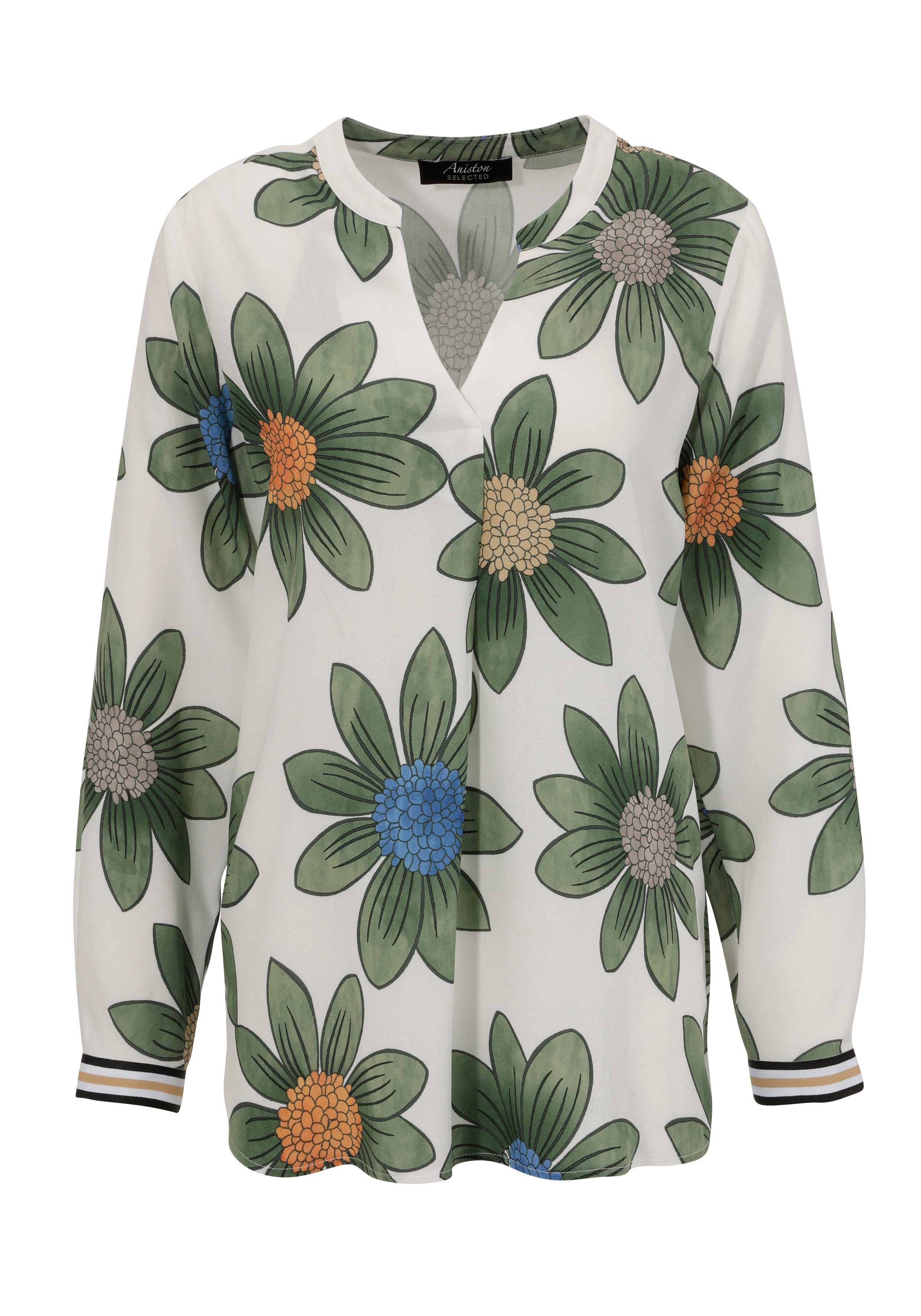 Aniston SELECTED Blouse zonder sluiting met gestreepte manchetten