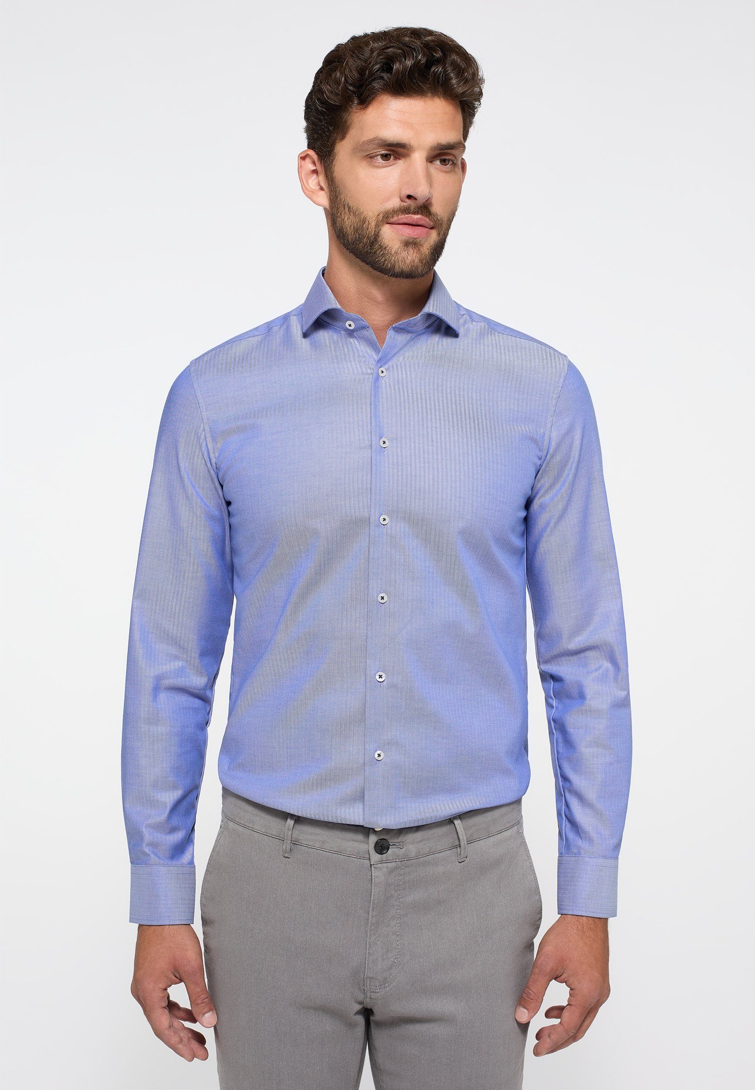 Eterna Overhemd met lange mouwen Slim fit heren overhemden maat 41 blauw