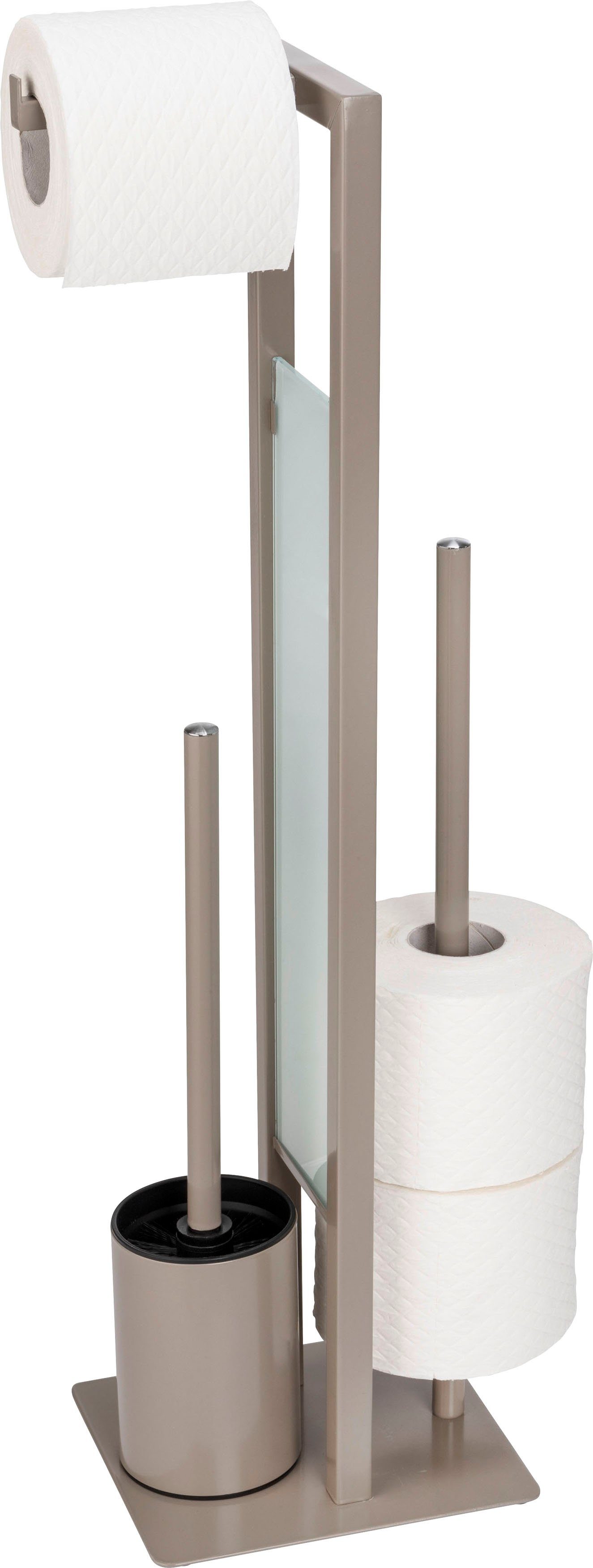 WENKO Toiletset Rivalta taupe, plaat van veiligheidsglas