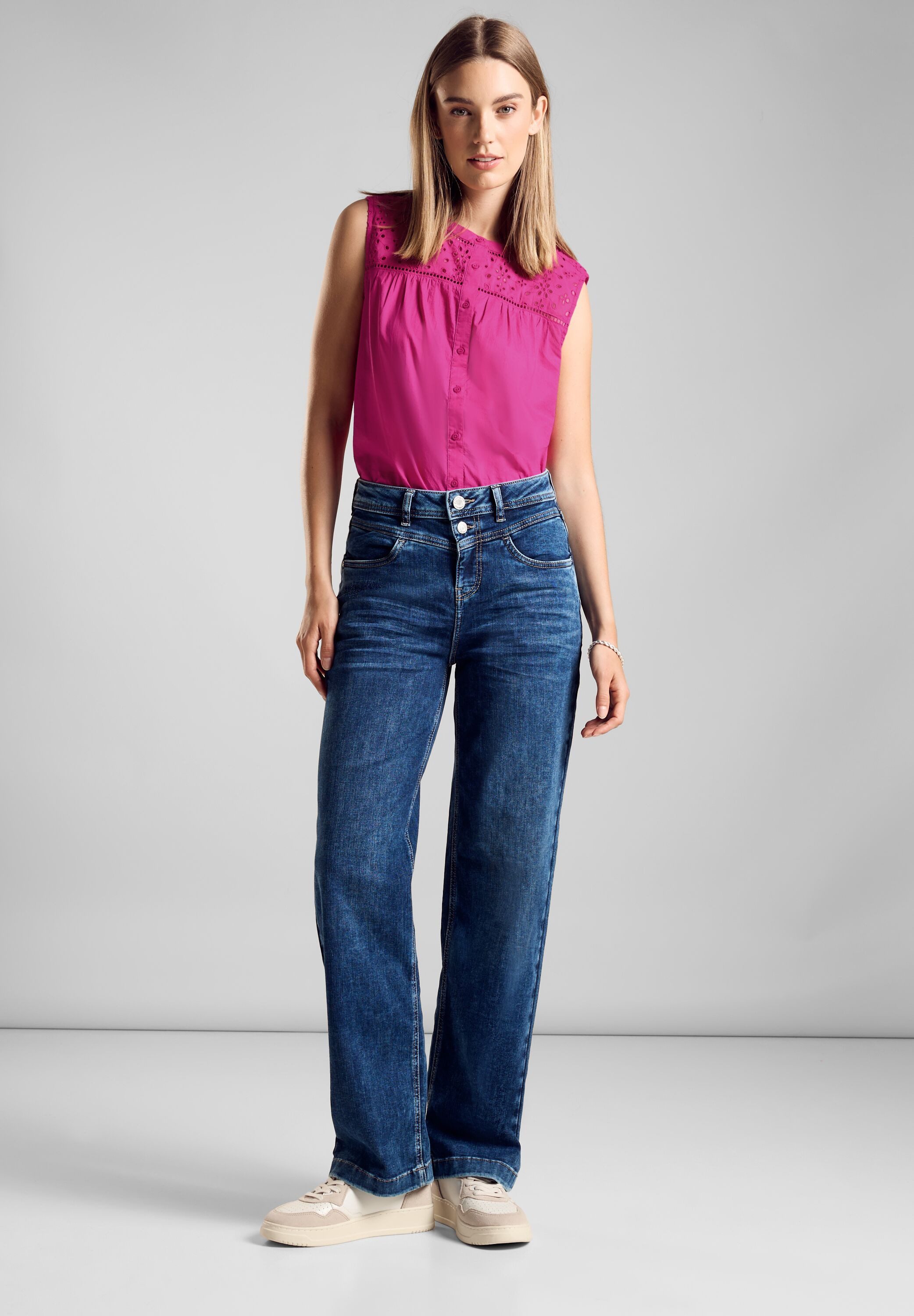 STREET ONE Top met broderie anglaise