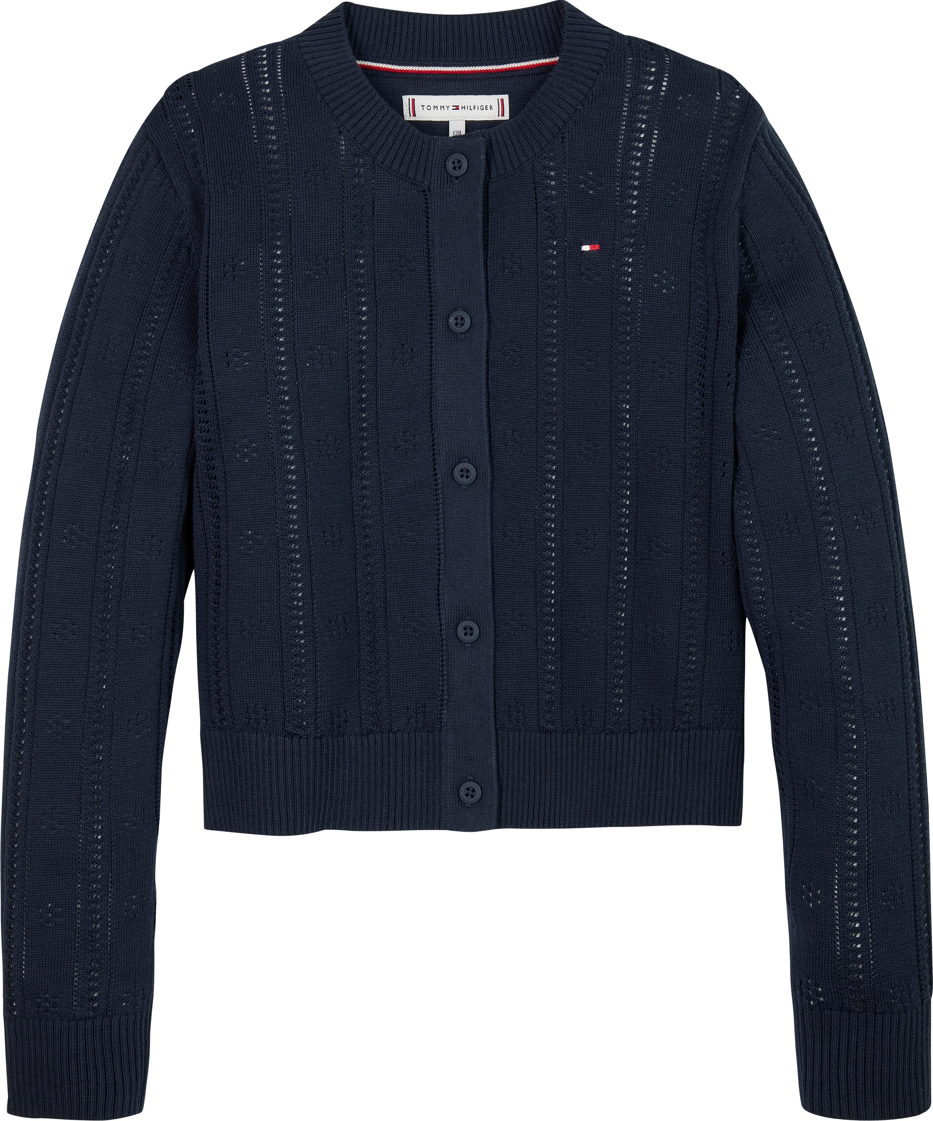 Tommy Hilfiger Vest POINTELLE CARDIGAN LS voor kinderen tot 16 jaar, met schattig patroon