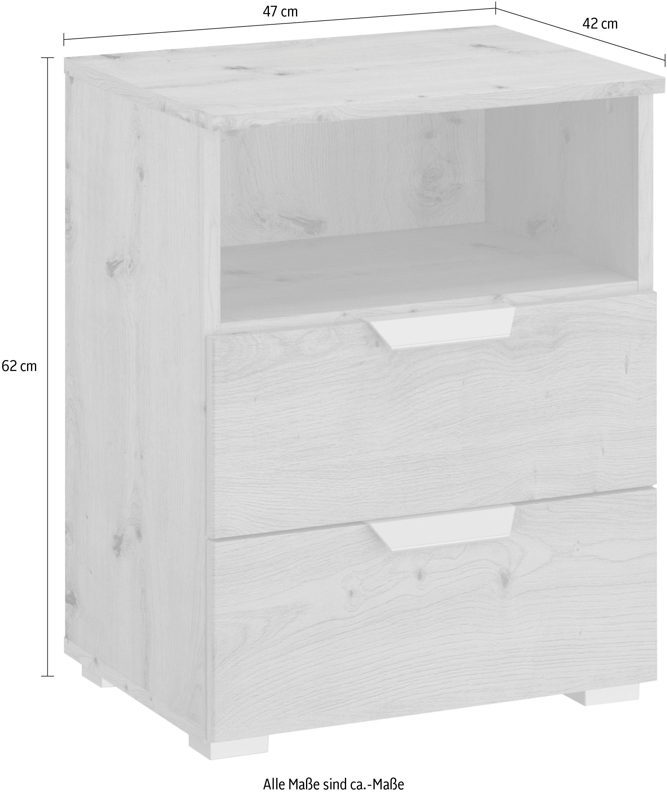 rauch Nachtkastje ORIAS in decor- of hoogglansfront met 2 lades en nis voor veel opbergruimte made in germany