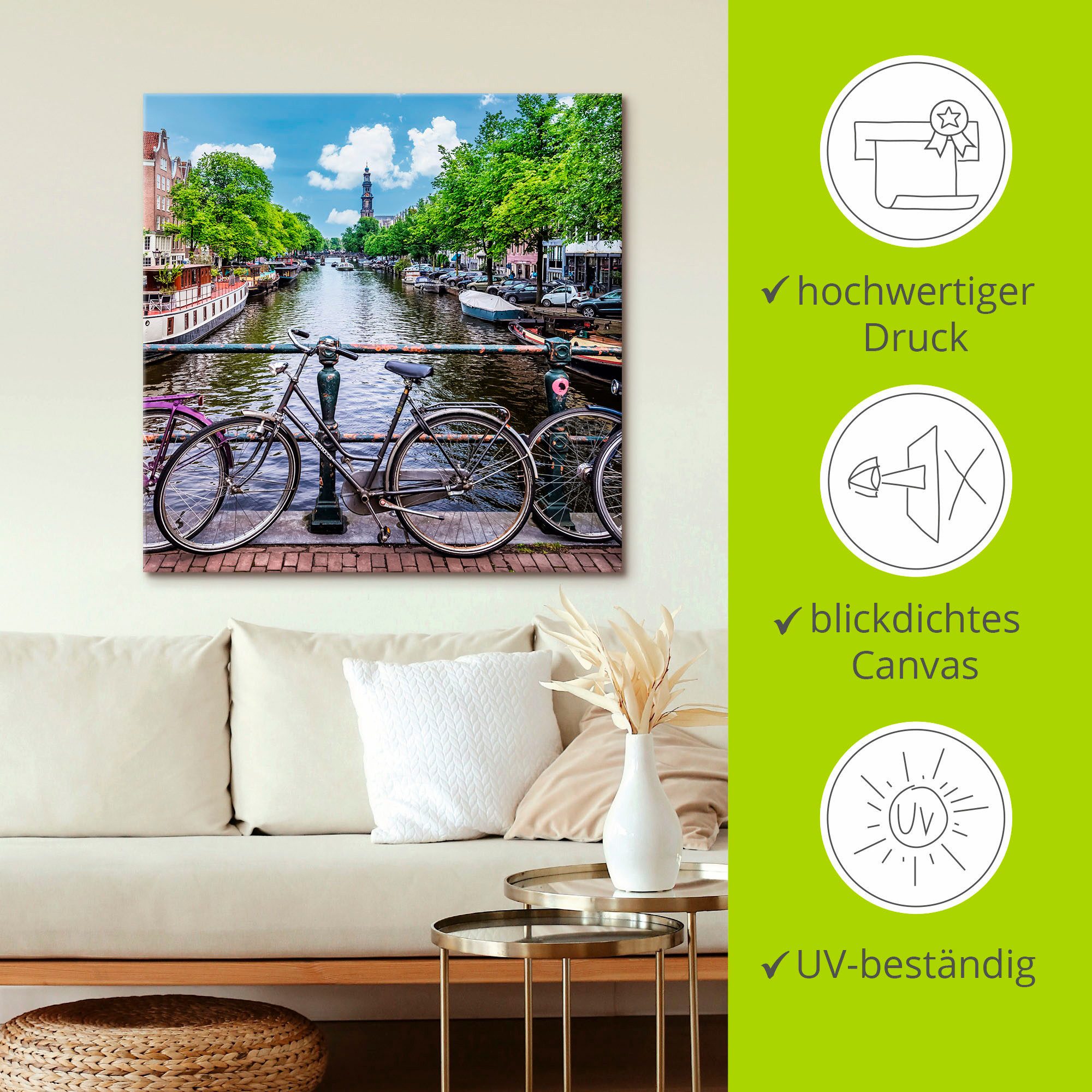 Artland Artprint op linnen Typisch Amsterdam gespannen op een spieraam