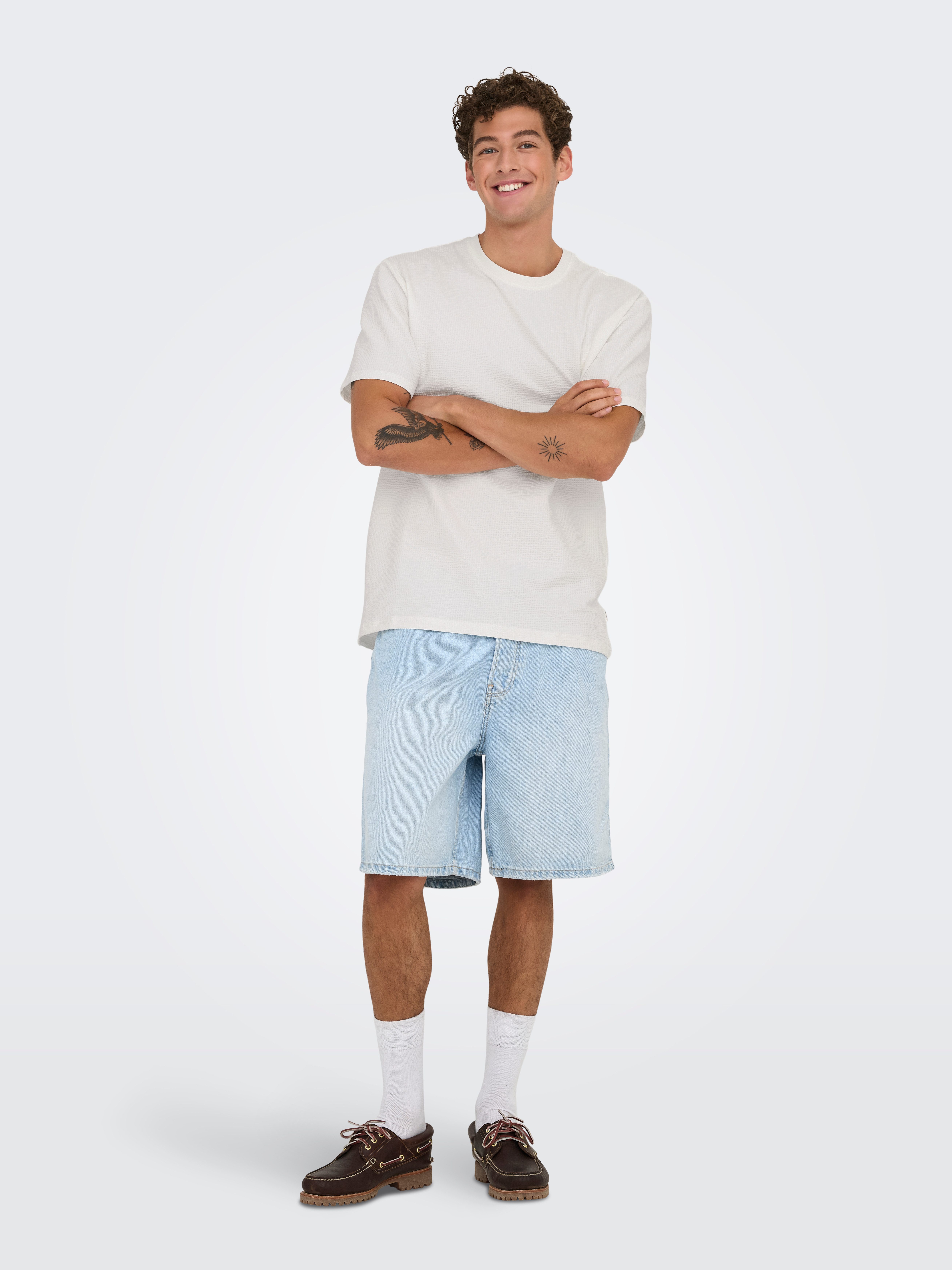 ONLY & SONS Shirt met ronde hals ONSKIAN LIFE REG SEERSUCKER SS TEE NOOS