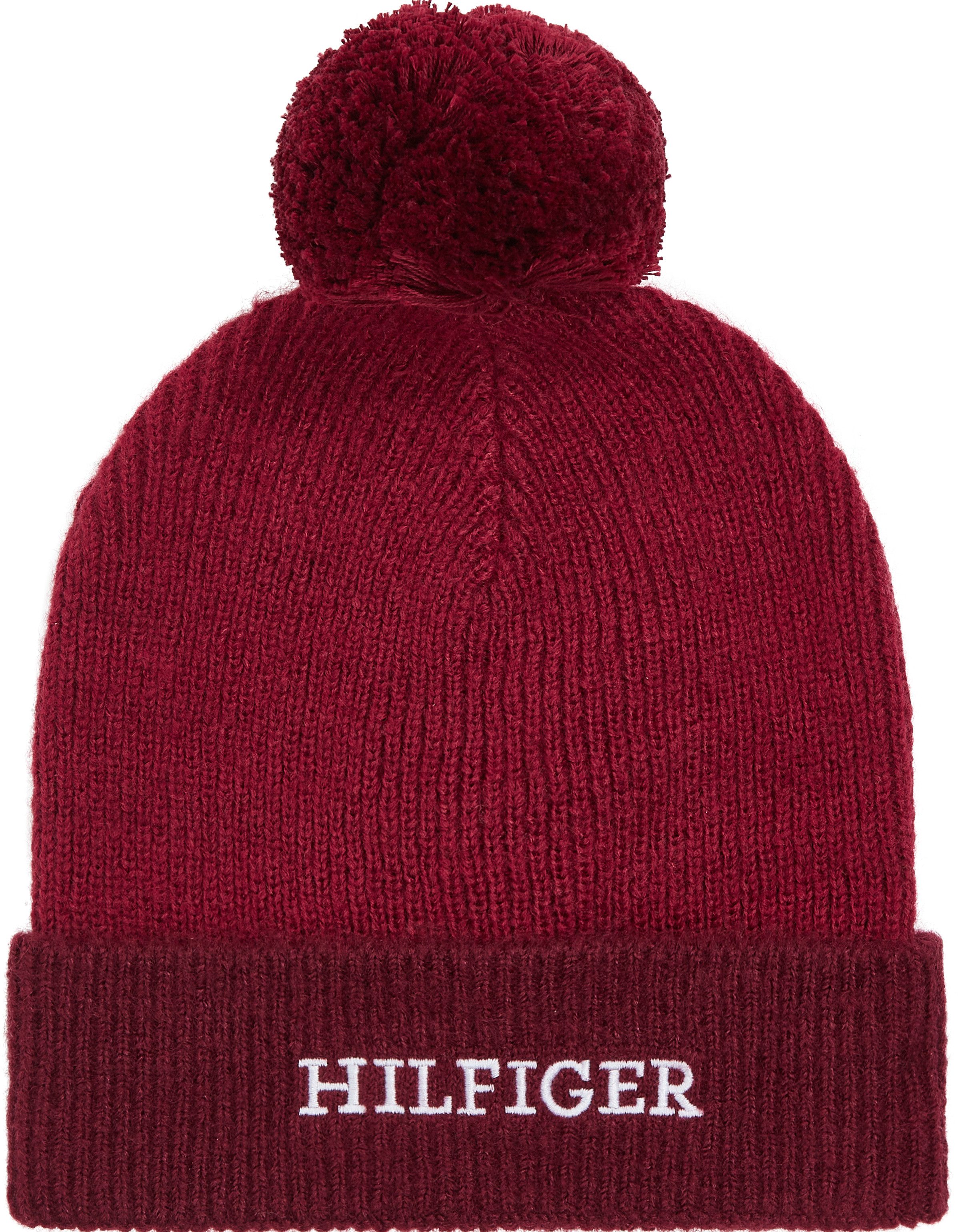 Tommy Hilfiger Pomponmuts MONOTYPE POMPOM BEANIE met geborduurd logo-opschrift