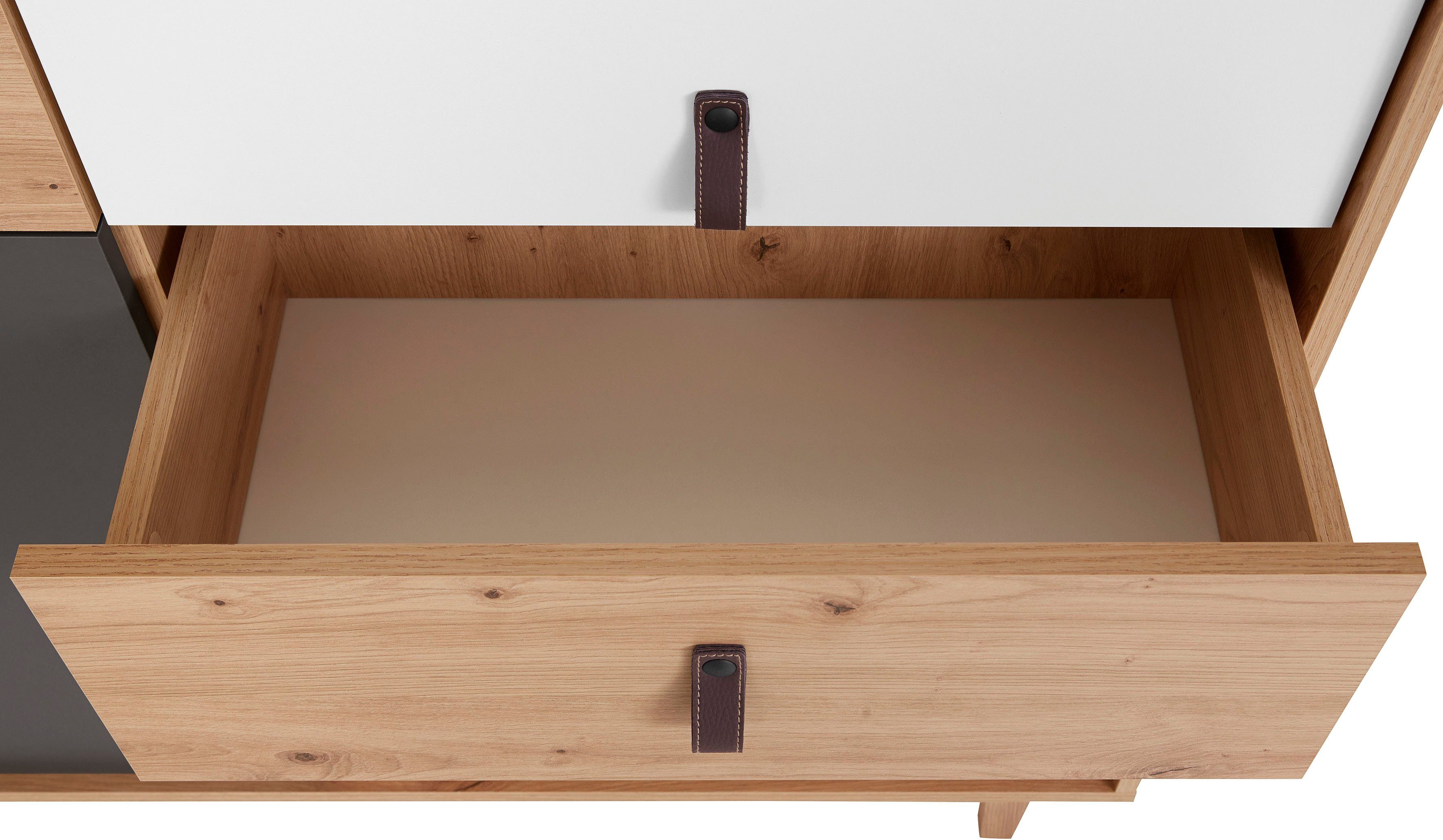 Homexperts Highboard BRISTOL , breedte 120 cm, hoogte 135 cm, met massief eiken poten