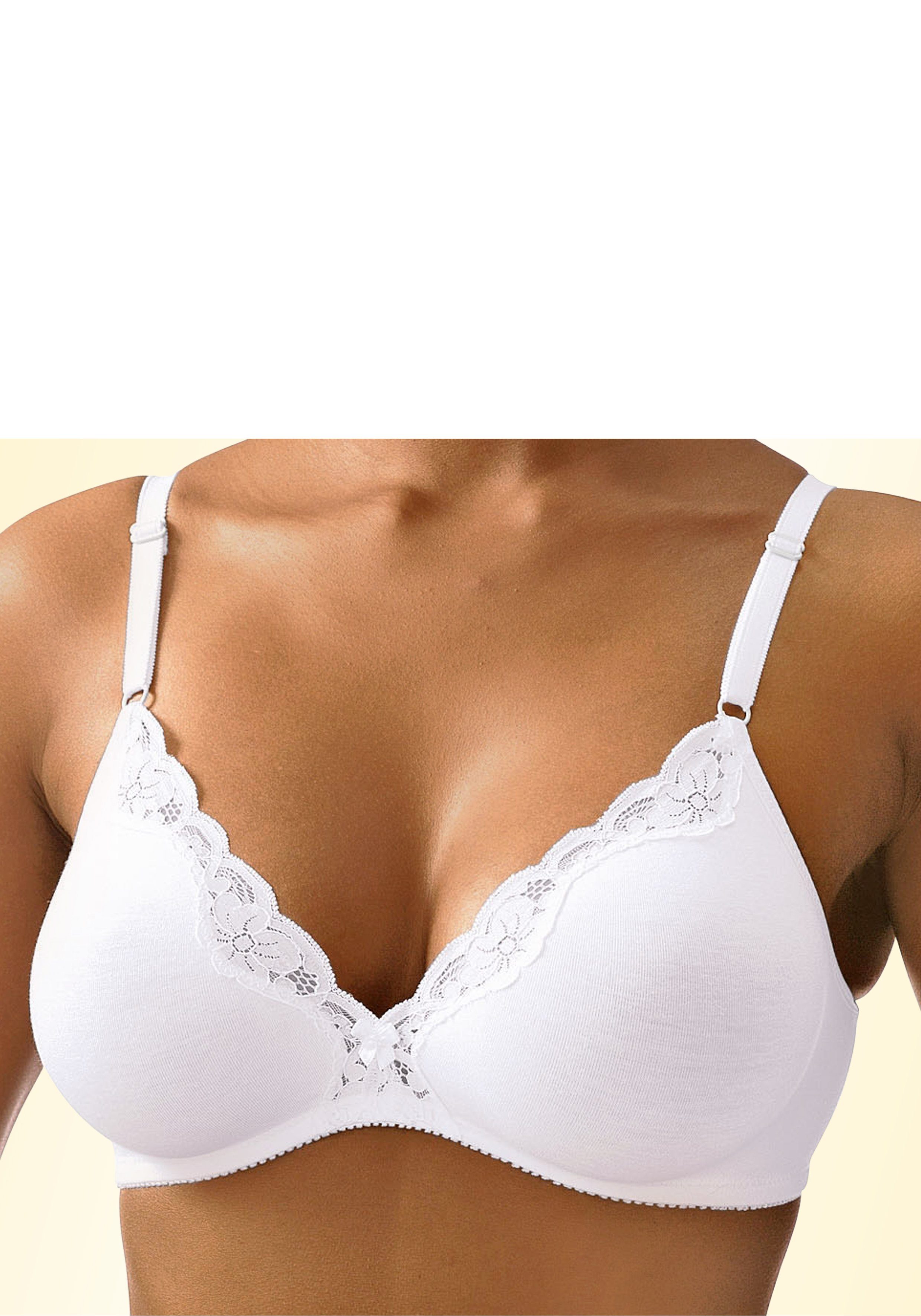 Petite fleur Bralette-bh zonder beugels van katoen met kant (Set van 2)