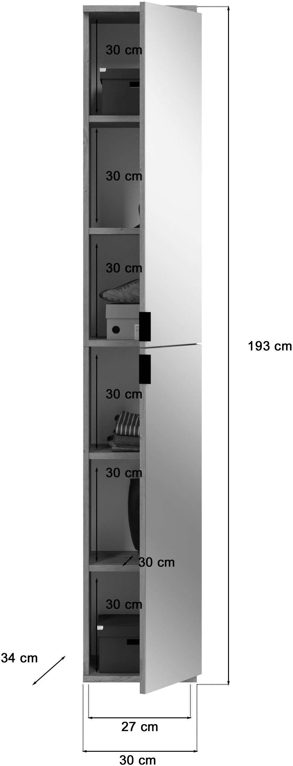 INOSIGN Halmeubelset Trondheim, Breedte 60 cm, bestaande uit 2 Kasten, 4 Deuren, 6 Vakken (set, 2-delig)