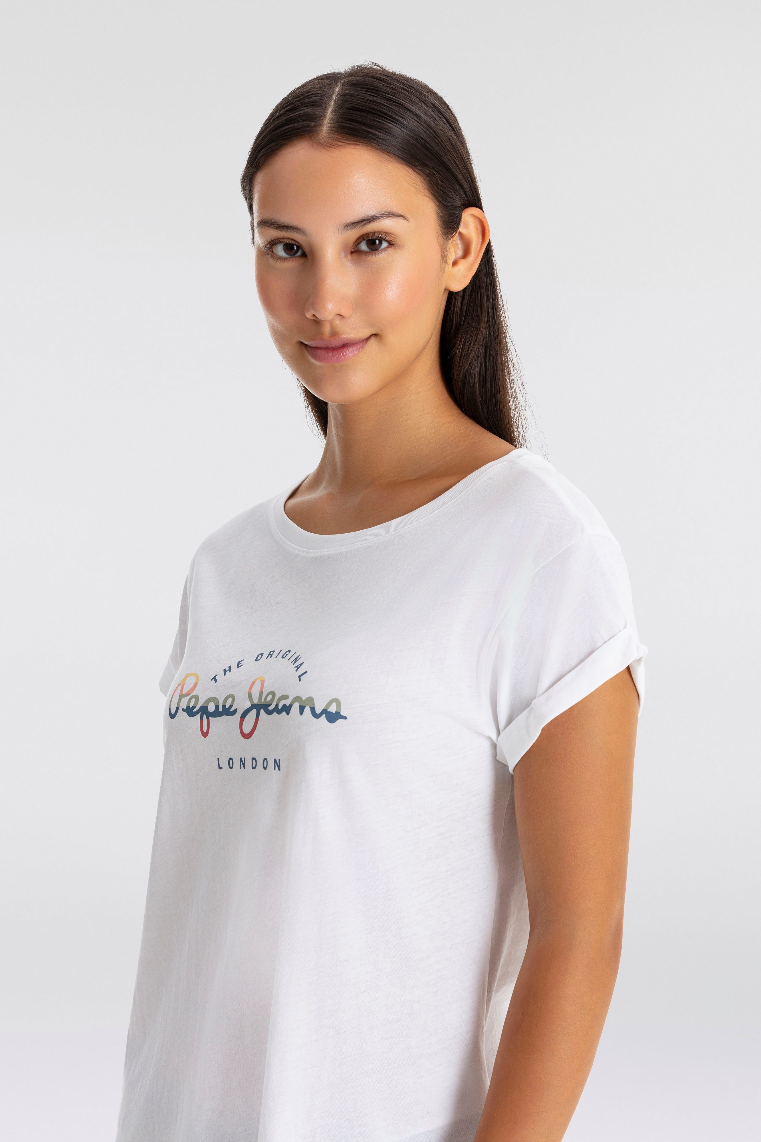 Pepe Jeans T-shirt EVETTE met mouwen met omslagzoom
