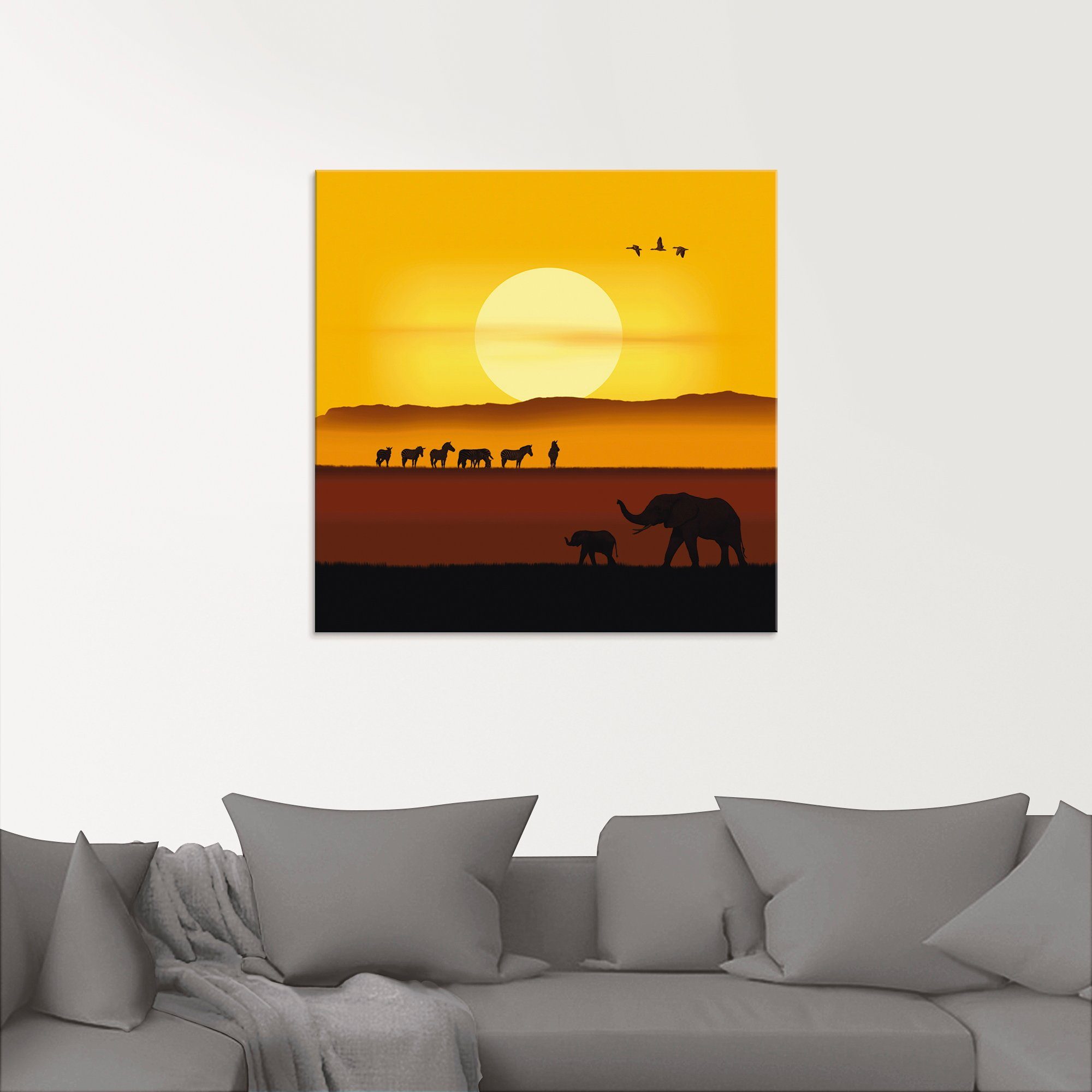 Artland Print op glas Een morgen in de Afrikaanse savanne