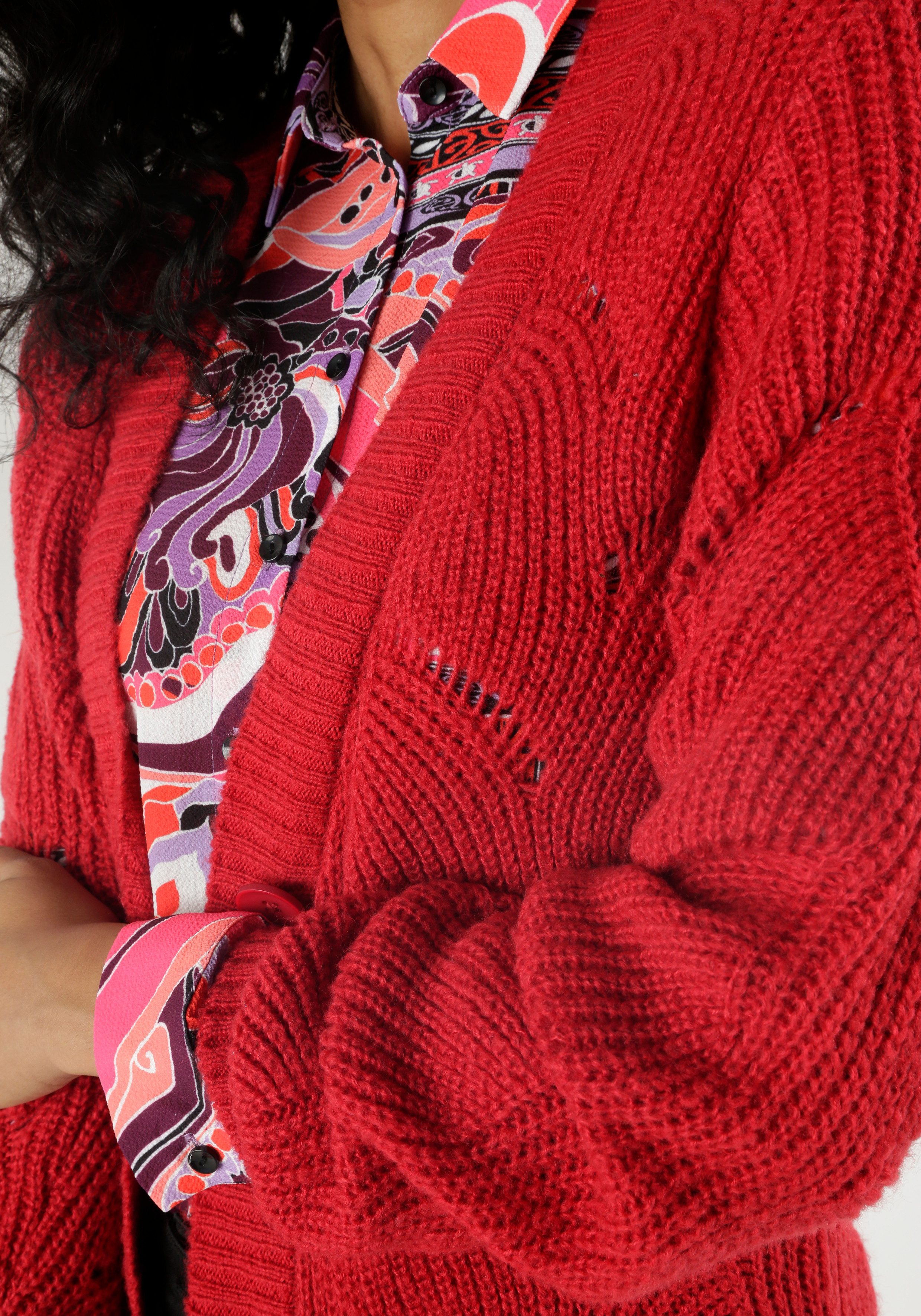 Aniston SELECTED Lang vest met ajourbreisel