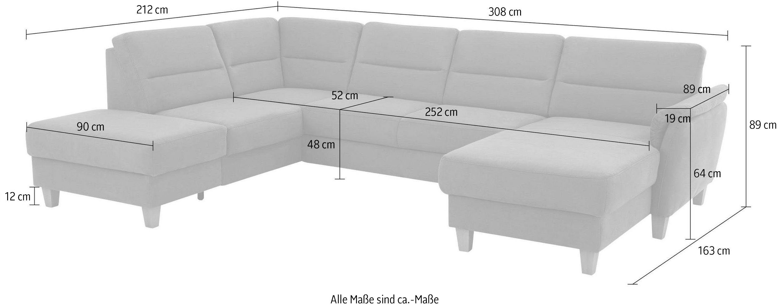 Home affaire Zithoek Palmera U-vorm Binnenvering, naar keuze met slaapfunctie en met/zonder bergruimte