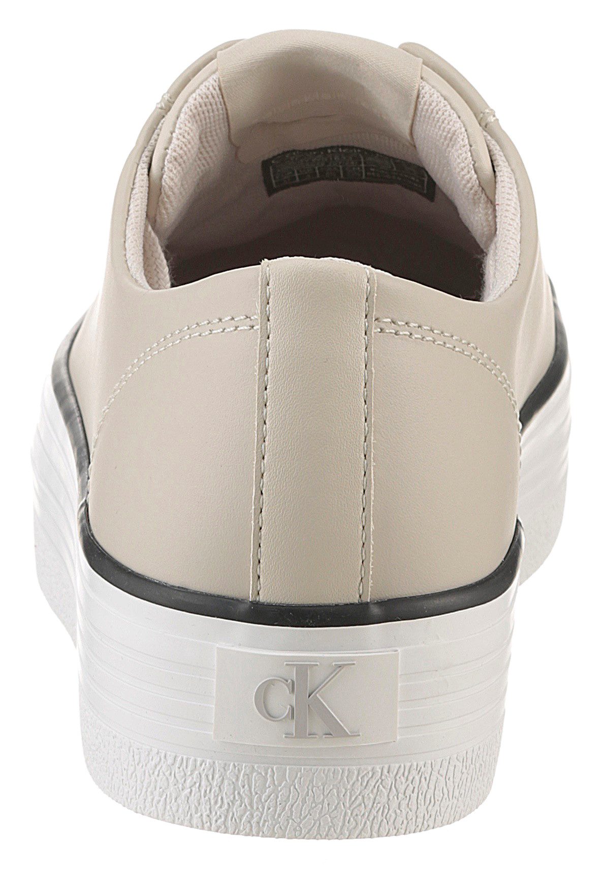 Calvin Klein Sneakers BOLD VULC FLATF LOW LTH IN halfschoen veterschoen freizeitschoen met ck-logo op de hak