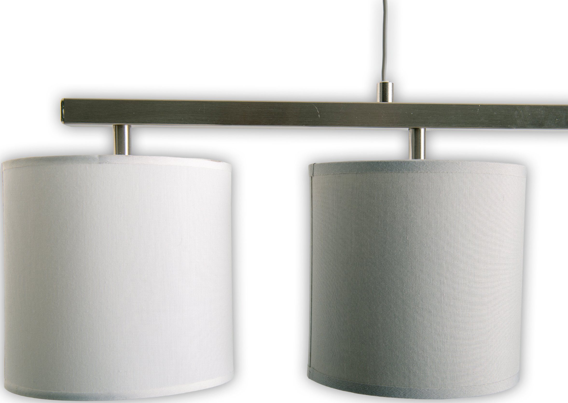 näve Hanglamp Tilde 4 x e27 met textiels kappen, elk 2 x in grijs en wit, hoogte verstelbaar (1 stuk)