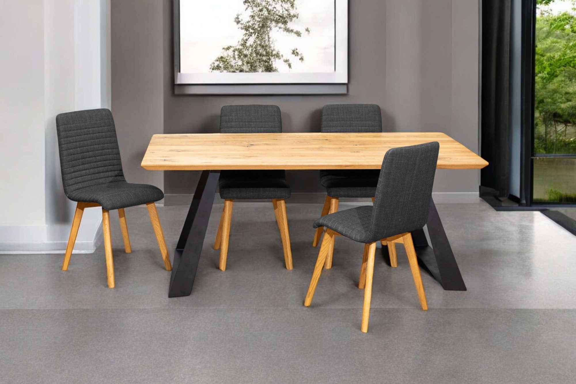 Home affaire Eethoek Arosa zitgroep voor keukens, eettafel met 4 gestoffeerde stoelen, 5-delig (set, 5-delig)