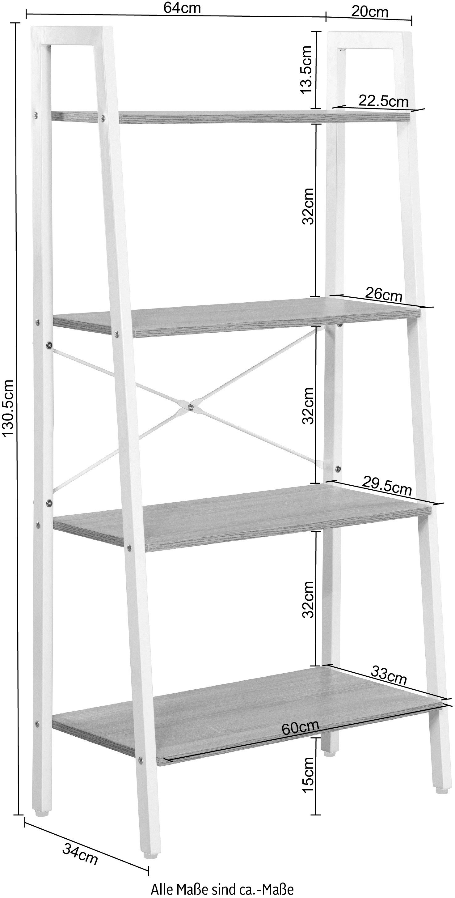 Home affaire Ordnerrek COWELL, boekenrek, asymmetrisch metalen frame, 64x130,5 cm, fsc®-gecertificeerd