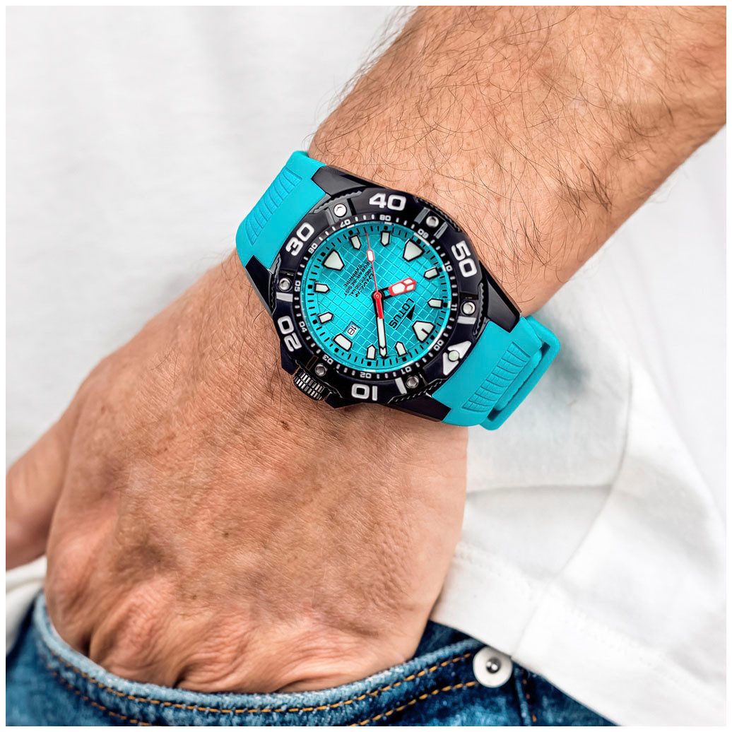 Lotus Kwartshorloge Diver Horloge, herenhorloge, analoog, dag, saffierglas, rubberen band