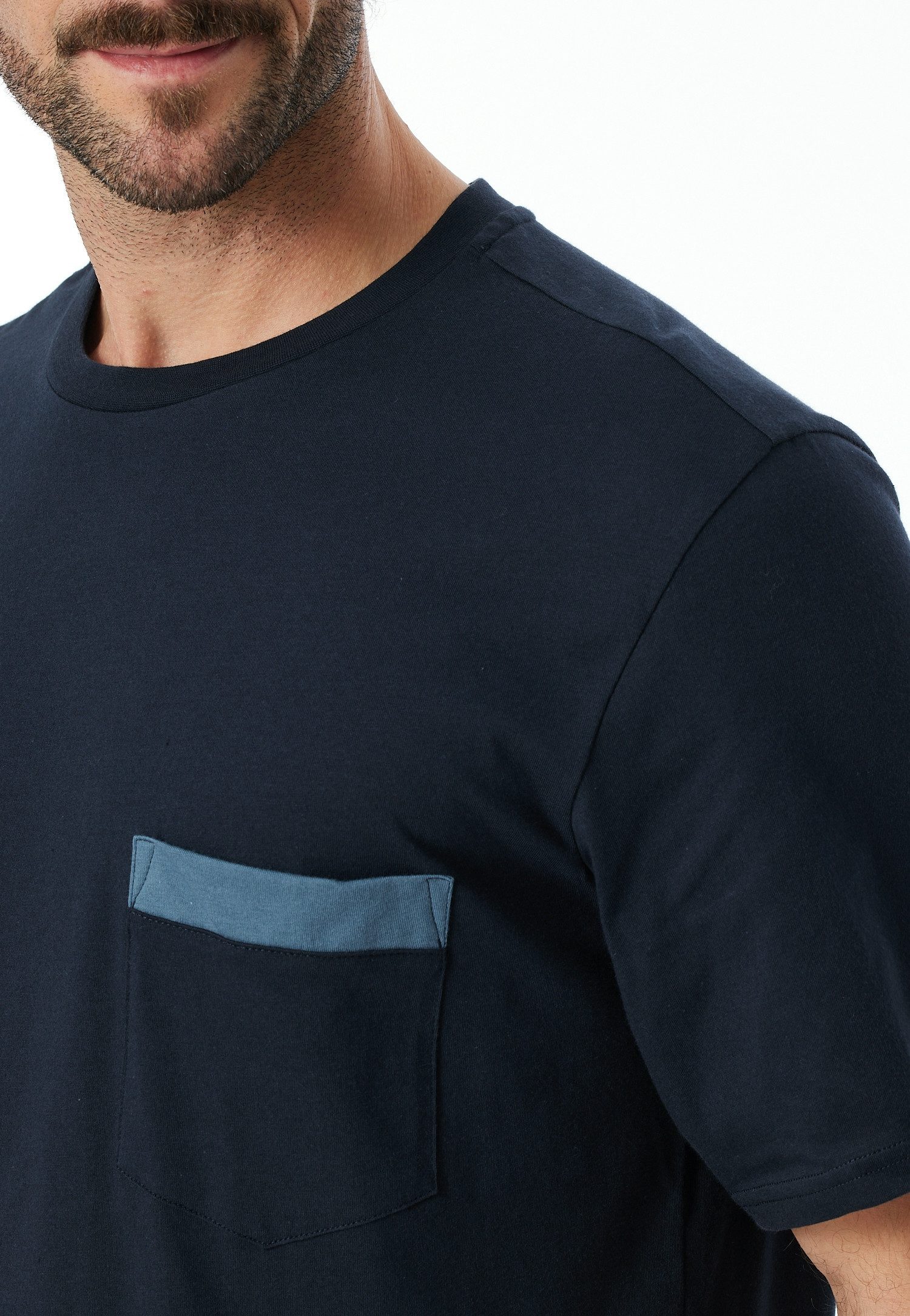 Schiesser Shortama Comfort Nightwear met opgestikte borstzak met sierstreep (2-delig)