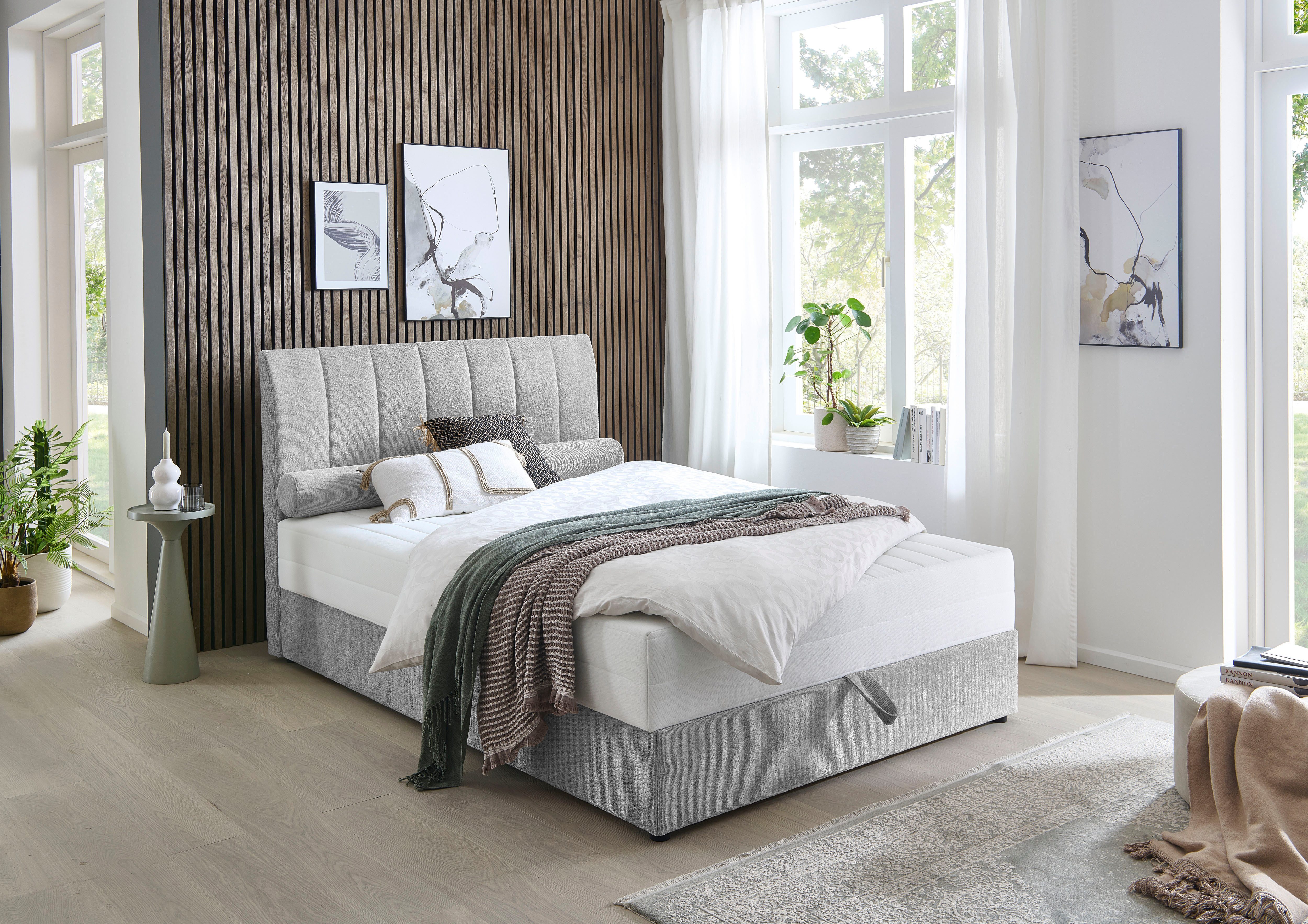 ATLANTIC home collection Boxspring ALISIA Met pocketvering, bedlade en kussenrol in originele bekleding