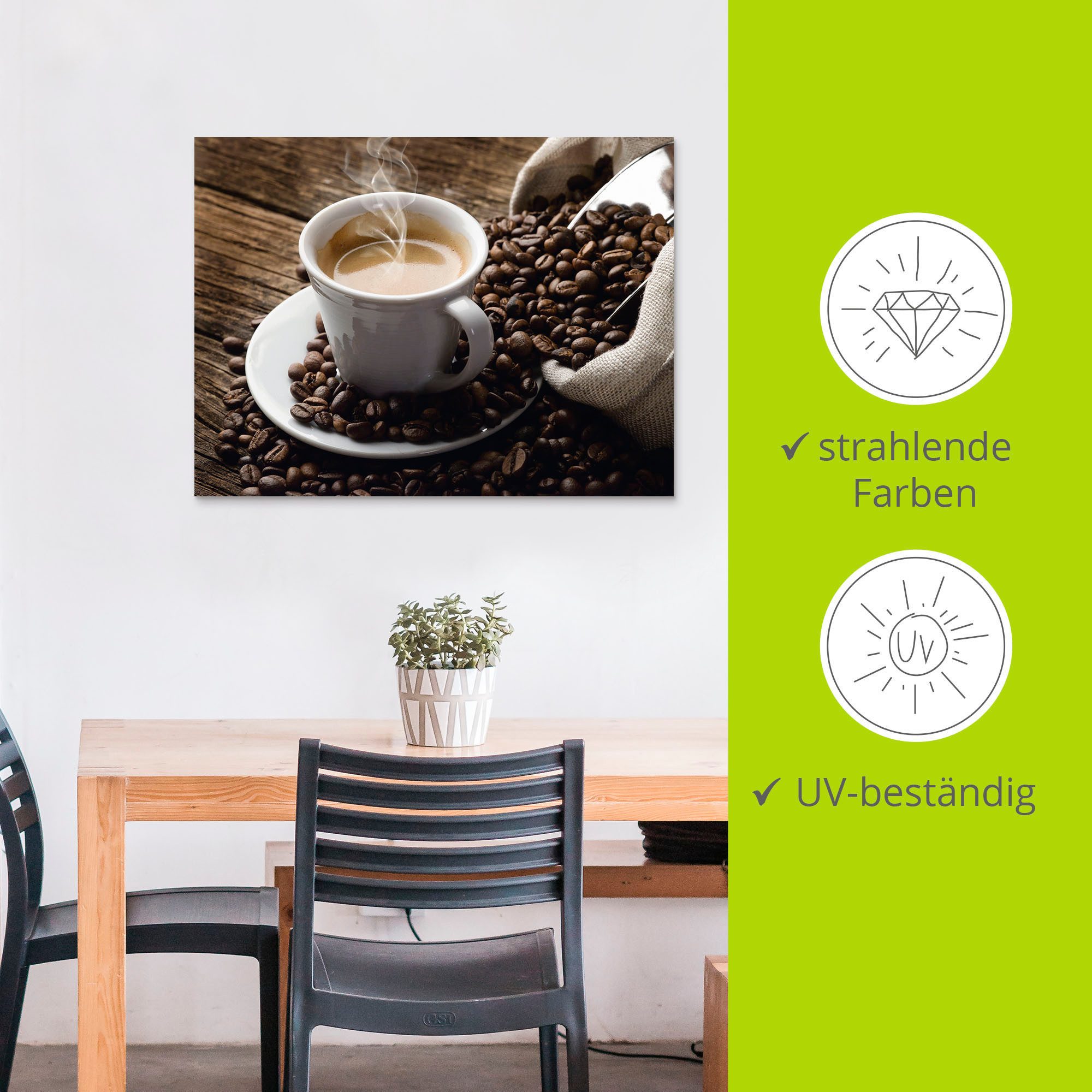 Artland Artprint Hete koffie - hete koffie als artprint van aluminium, artprint voor buiten, artprint op linnen, poster, muursticker