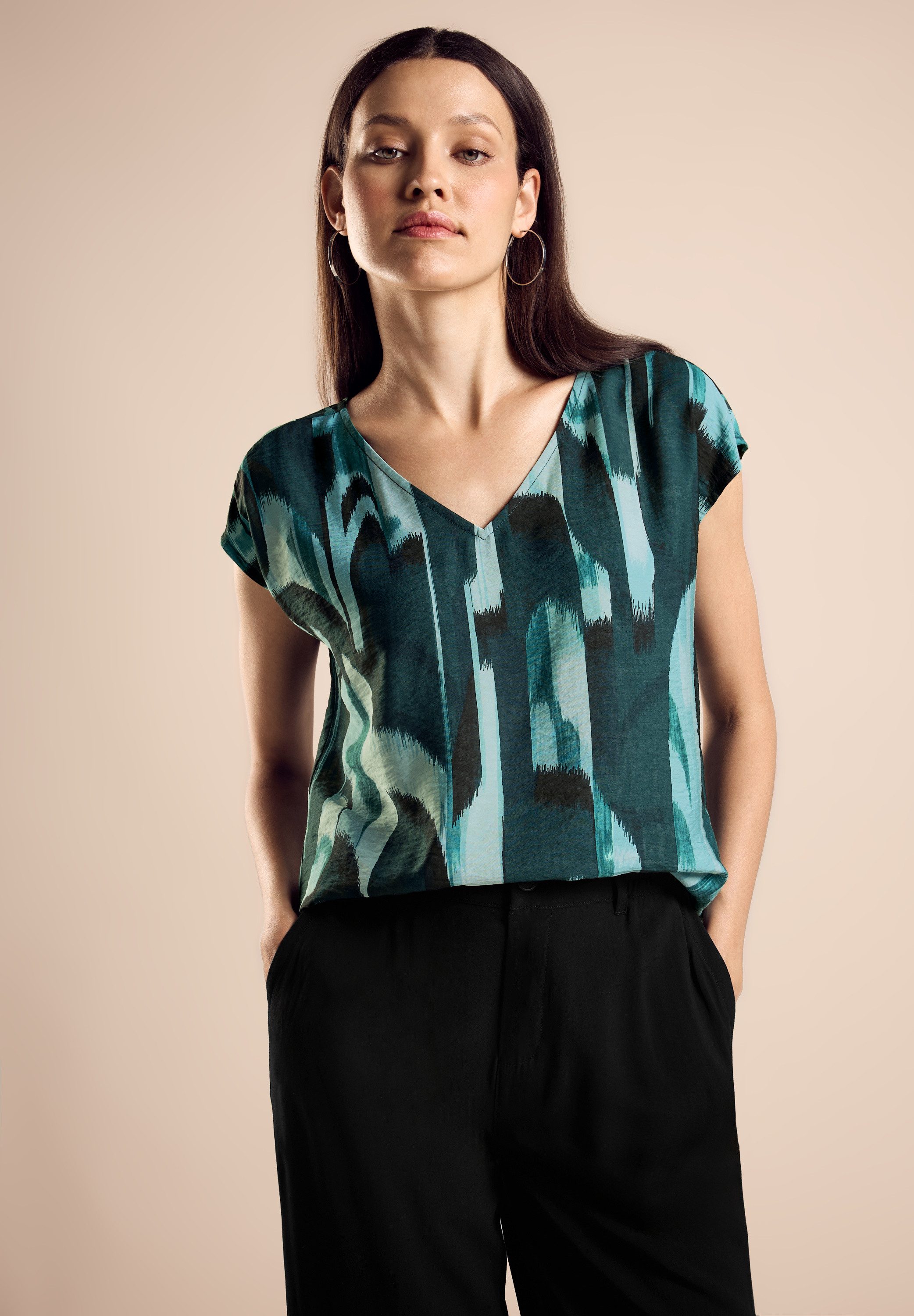 STREET ONE Blouse met korte mouwen met print all-over