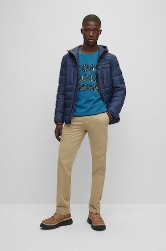 Boss Orange Geweven broek SLIM met opgestikt logo
