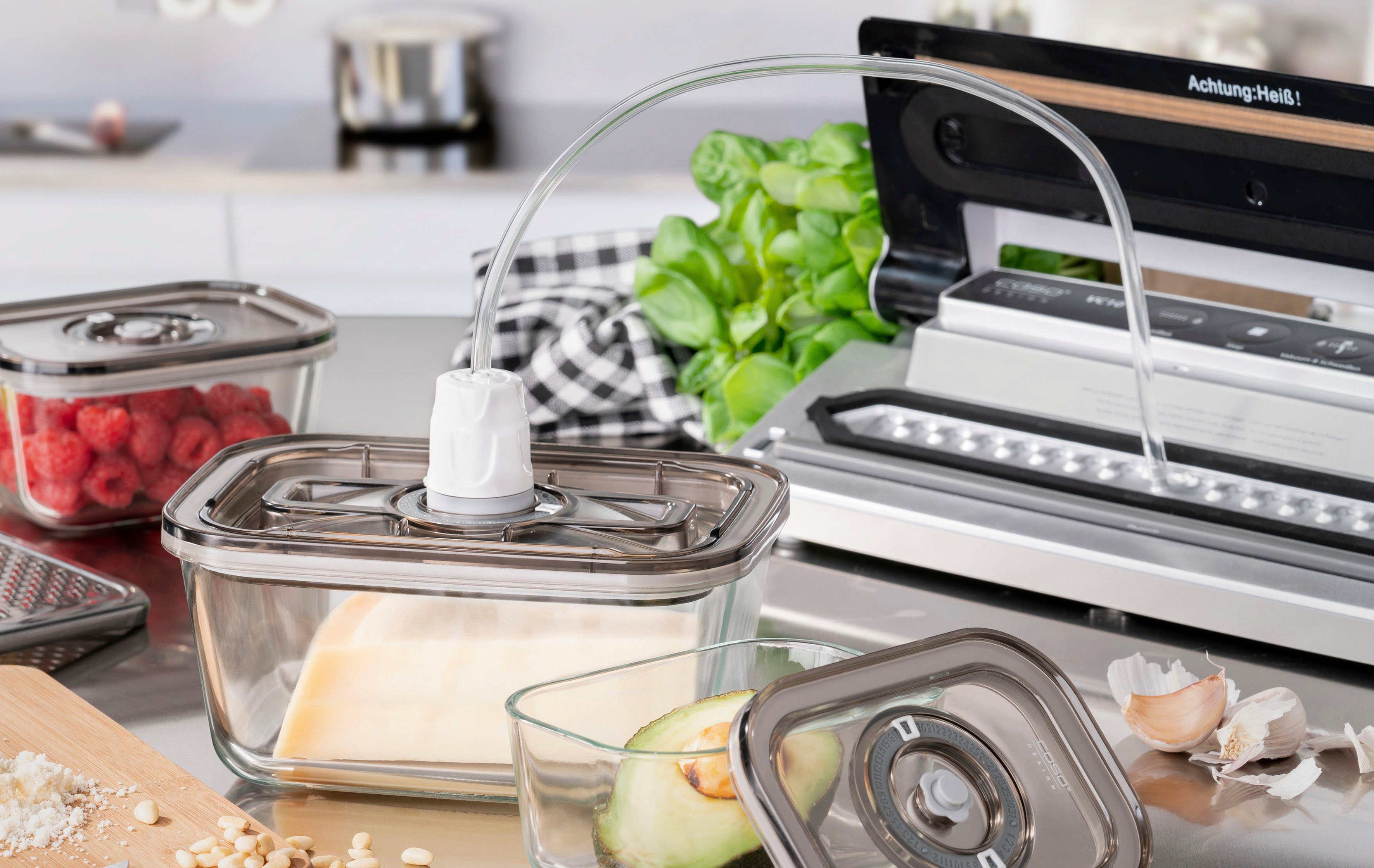 Caso Vacuümdoos 1177 VacuBoxx Eco-Set 3 glazen potten met kunststof deksel (set, 4-delig)