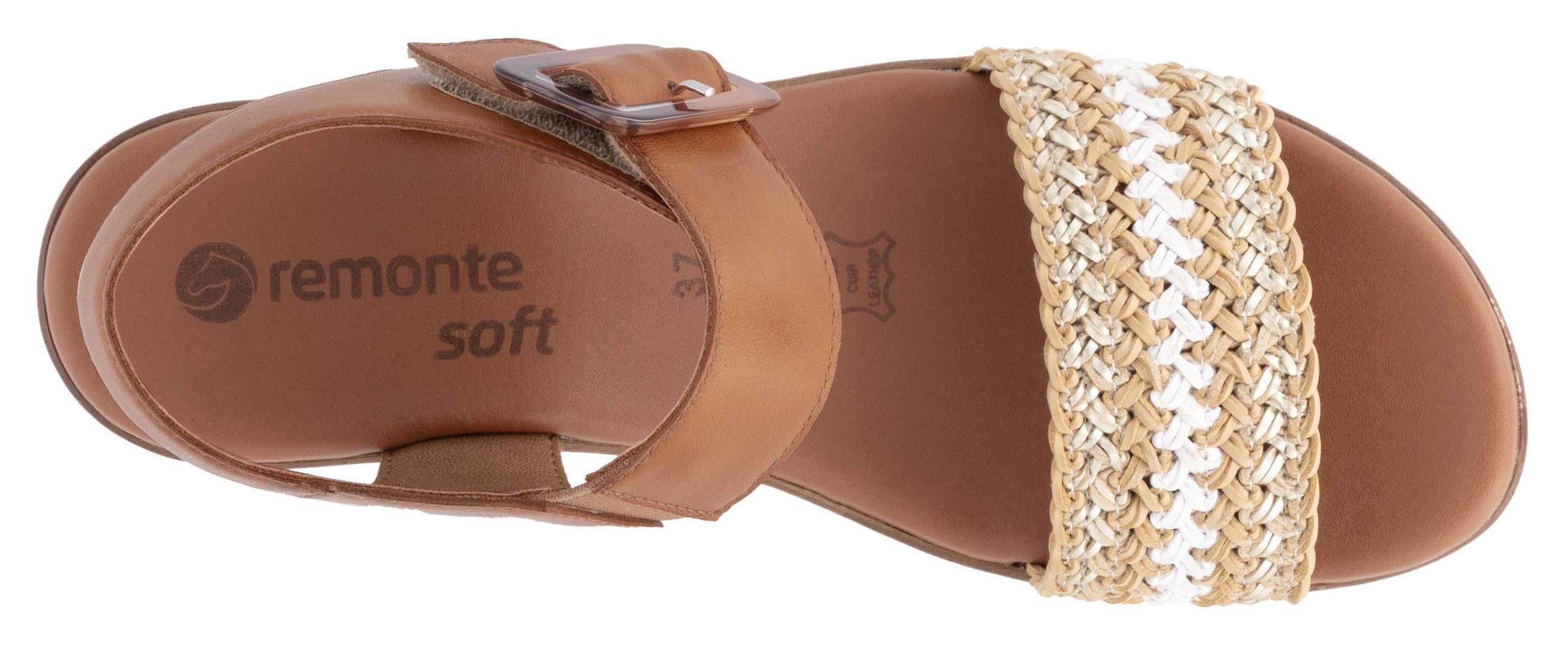 Remonte Sandaaltjes , blockhak, plateau, sandaal, zomerschoen met bandage in jute-look