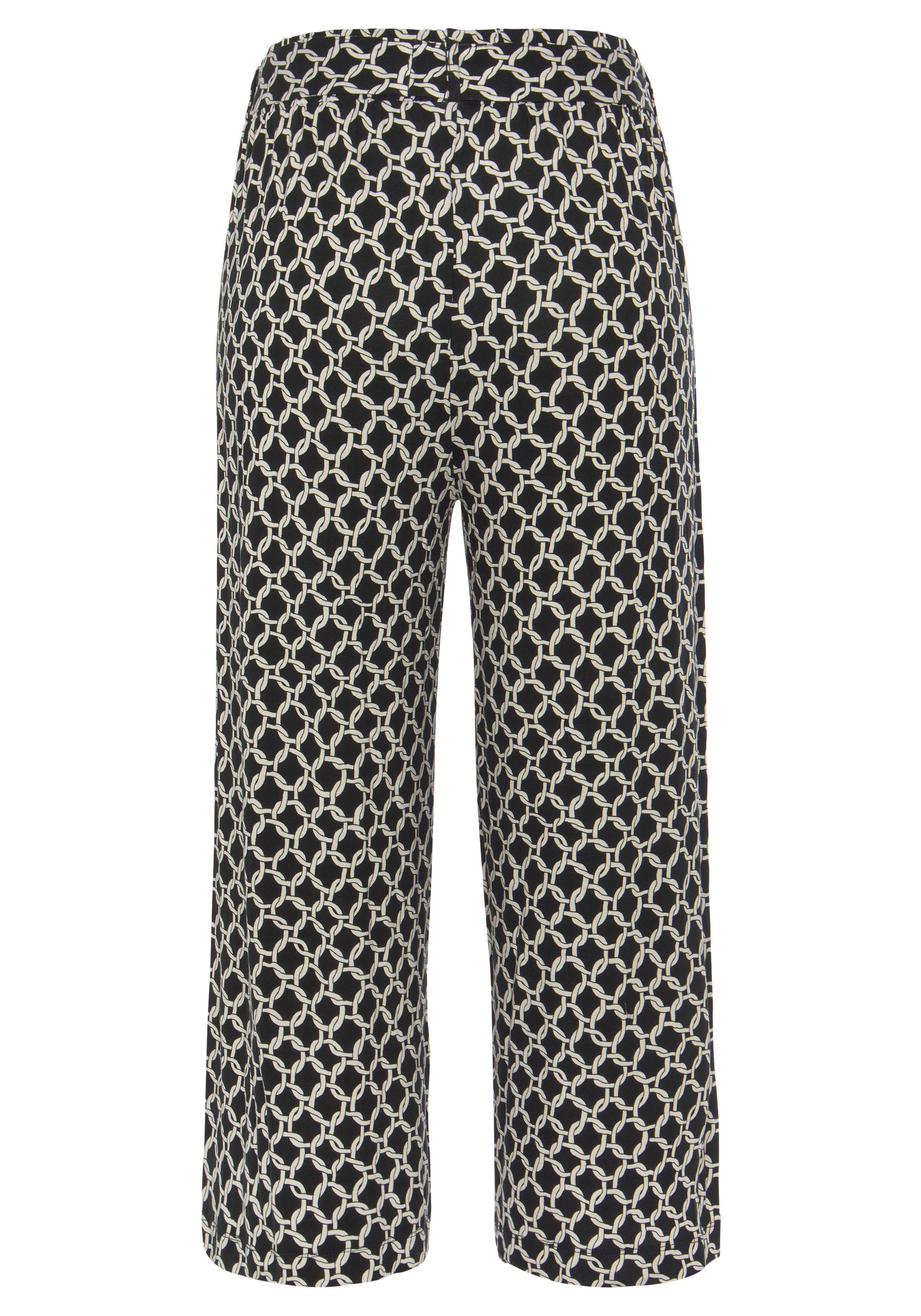 Lascana Culotte met all-over print, 7/8 broek, jersey broek (Met een bindceintuur)