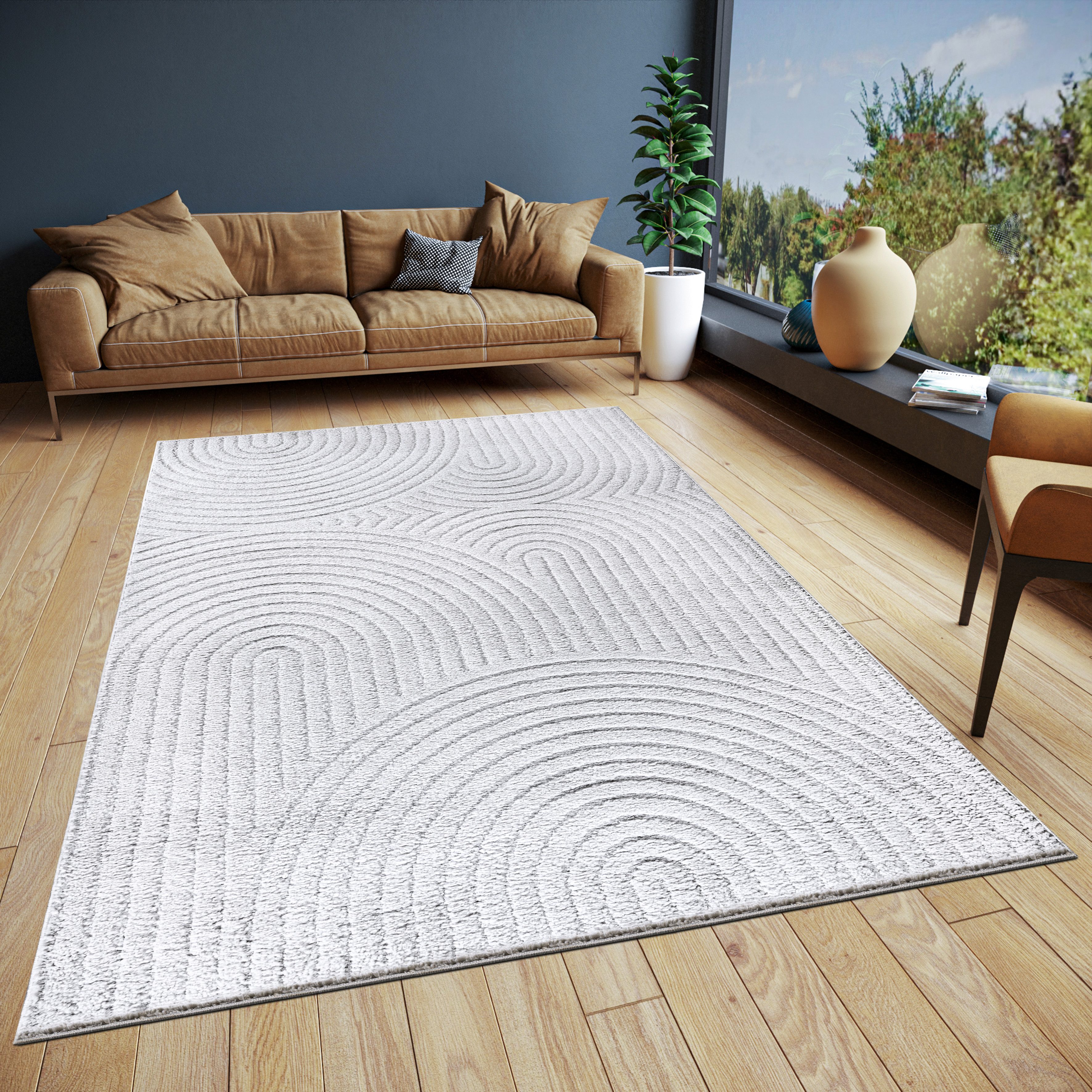 ELLE DECORATION Design-vloerkleed Cosy Panglao, ook als rond tapijt verkrijgbaar uni laagpolig, hoog-laag structuur, modern, scandi, boho, woonkamer