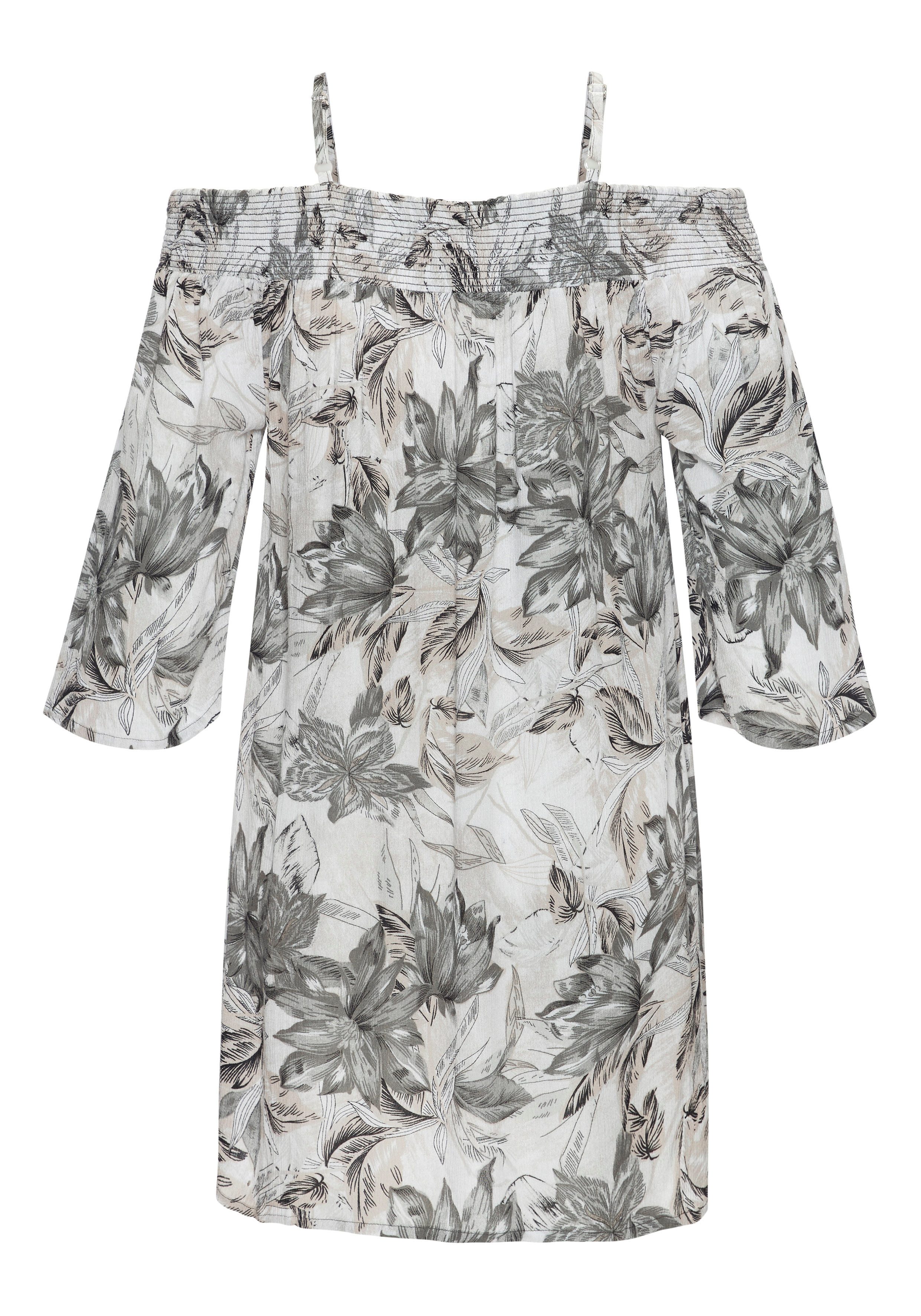 Vivance Off-shoulderjurk met allover-print en carmenhals