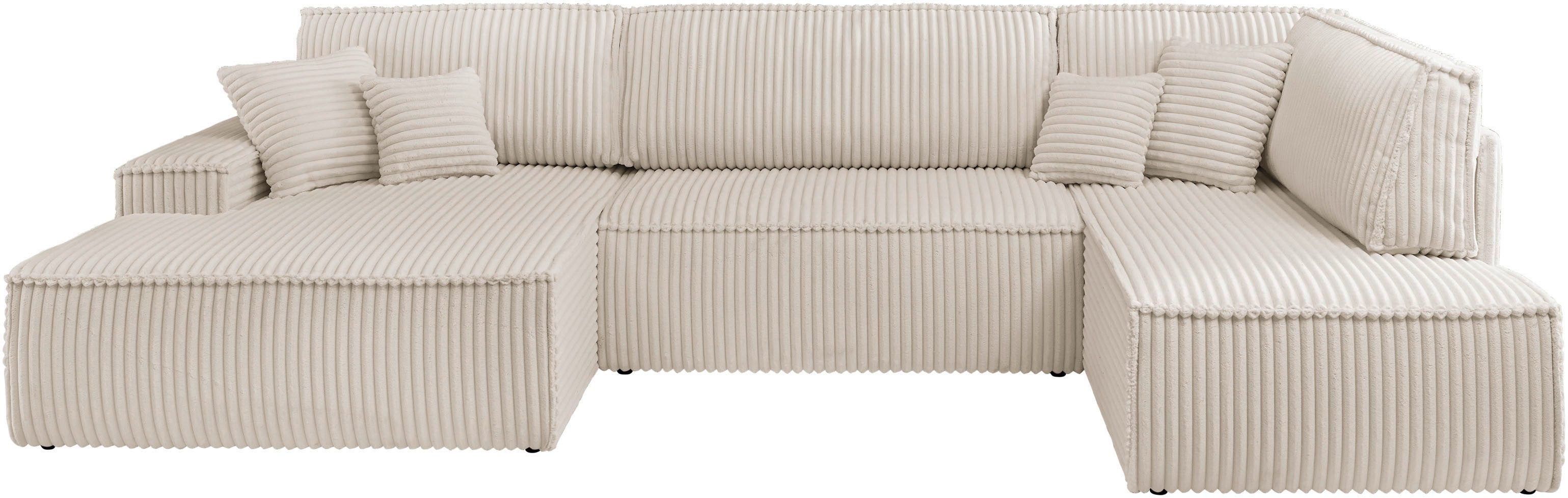 andas Zithoek FINNLEY U-model XXL 329 cm, bedbank, slaapfunctie m. bedkist