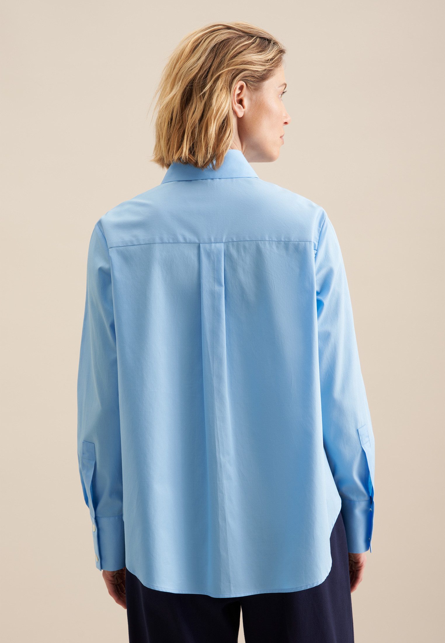 seidensticker Overhemdblouse Zwarte roos Lange mouwen kraag uni