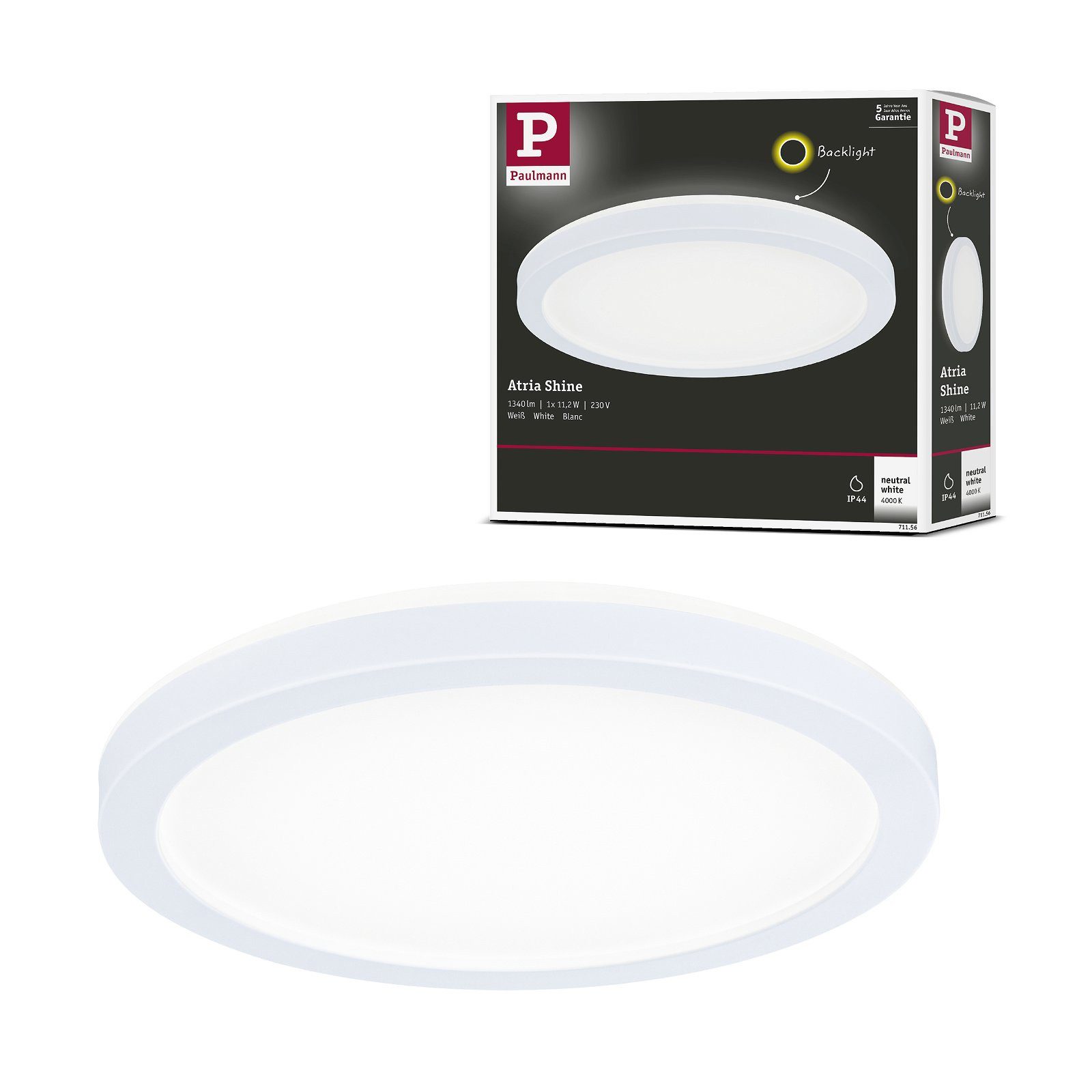 Paulmann Led-paneel Atria Shine IP44 rond 190mm 11,2W 850lm 4000K (1 stuk)