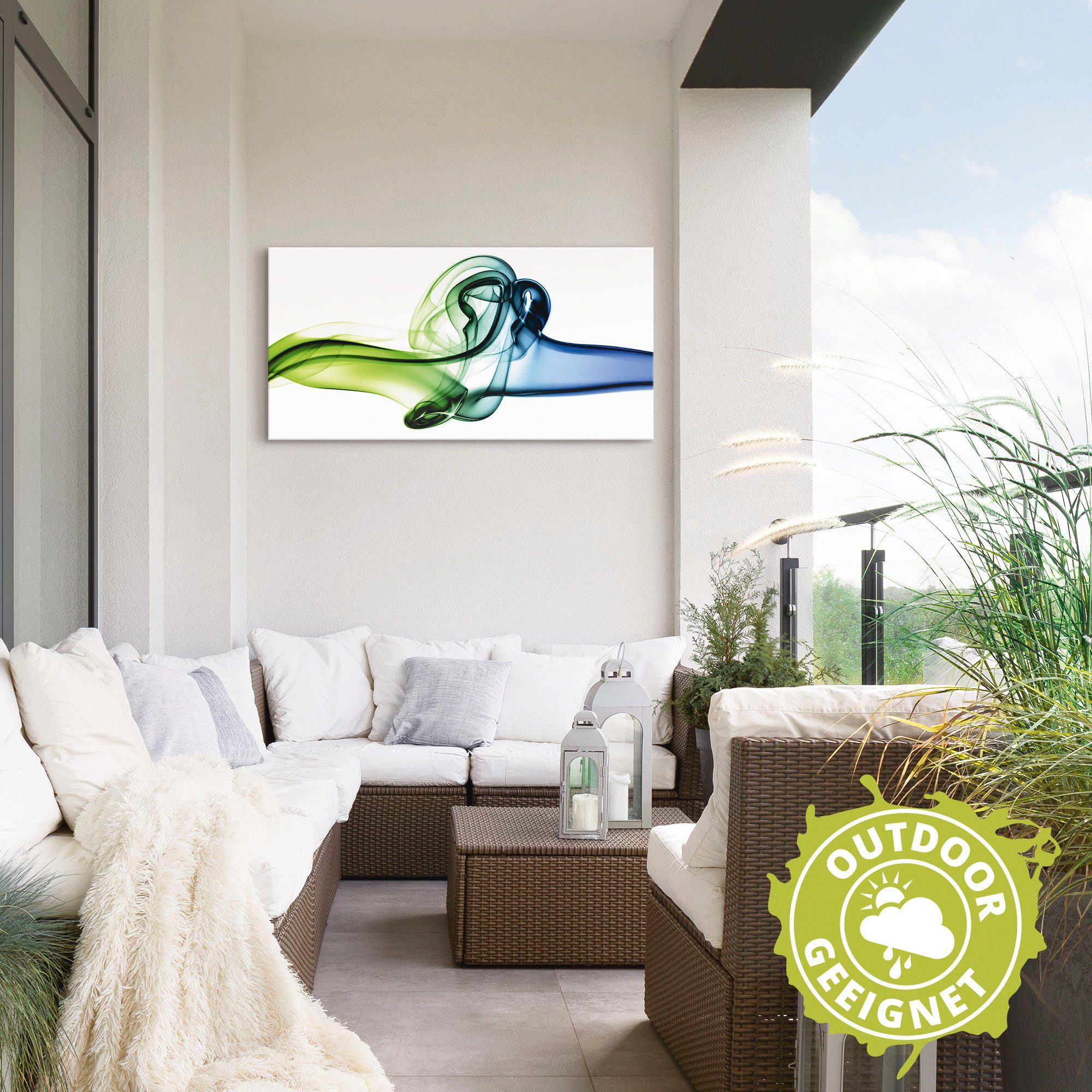 Artland Artprint Botsing van blauw en groen als artprint van aluminium, artprint op linnen, muursticker, verschillende maten