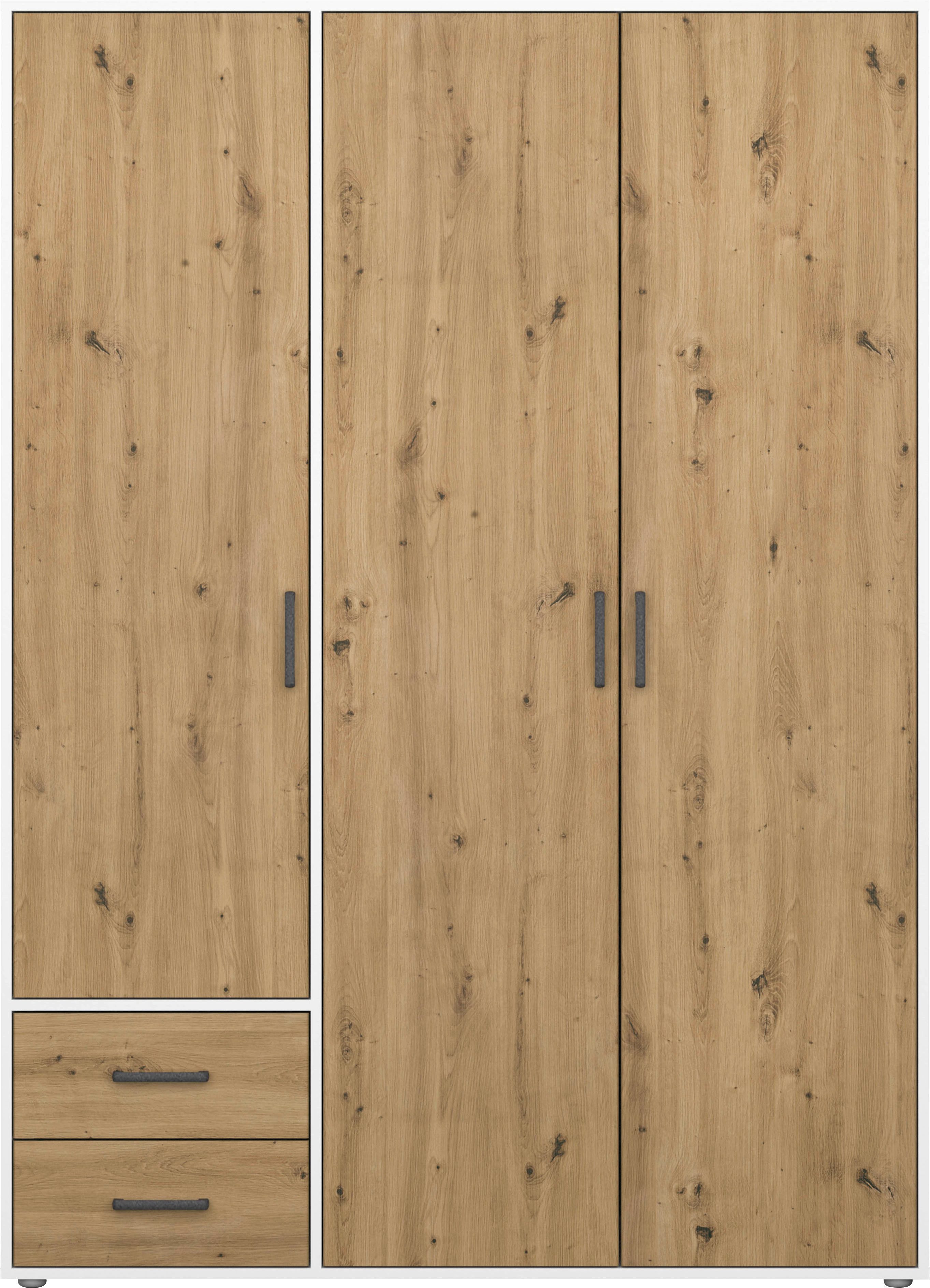 rauch Draaideurkast Kledingkast kast garderobe linnenkast VOYAGER moderne grepen in grijs metallic met buitenlades made in germany