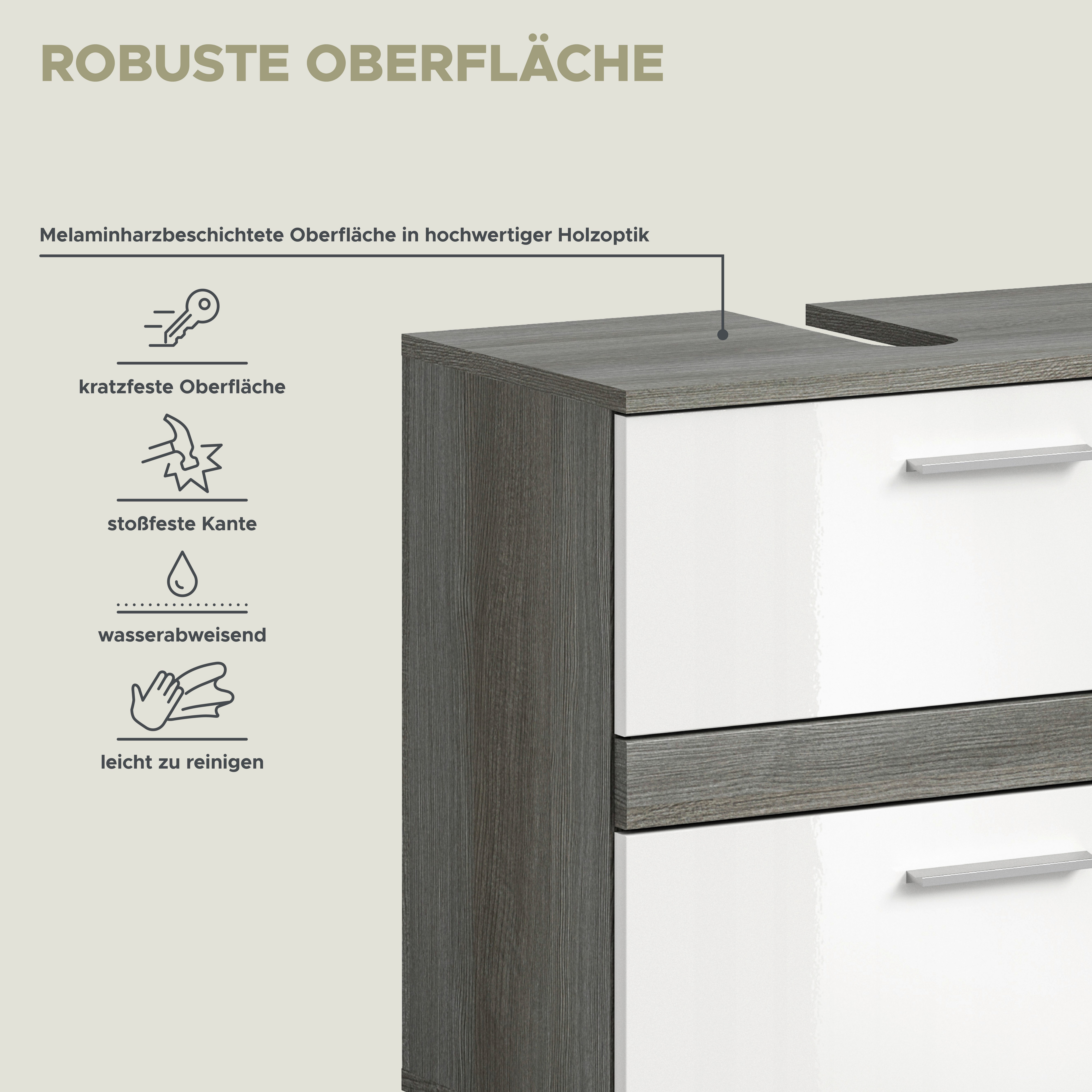 welltime Badmeubelset Lucca, bestaande uit: 1x wastafelonderkast & 1x spiegelkast (set, 2 stuks)