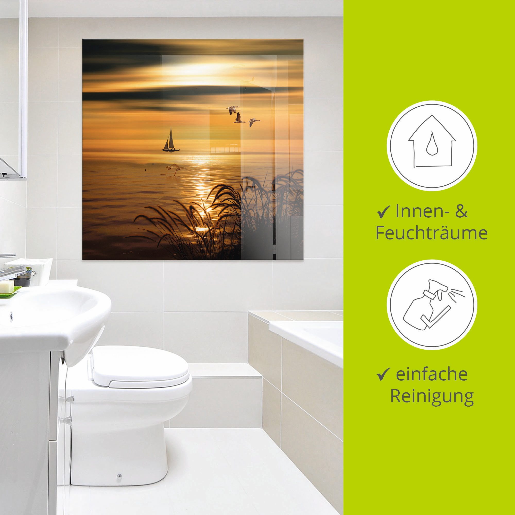 Artland Print op glas Gouden zee-impressies in verschillende maten