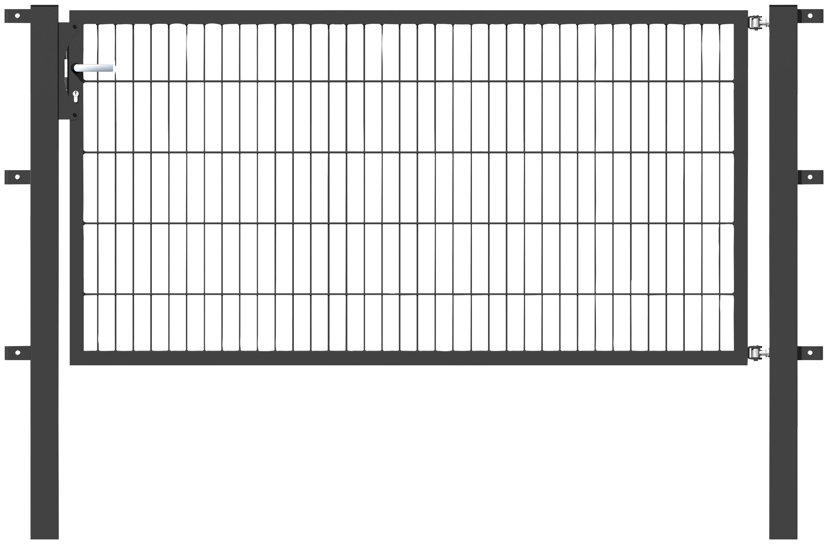 GAH Alberts Deur met enkel hek Flexo 200 cm breedte, in verschillende hoogten hekken maat 200 cm x 100 cm grijs