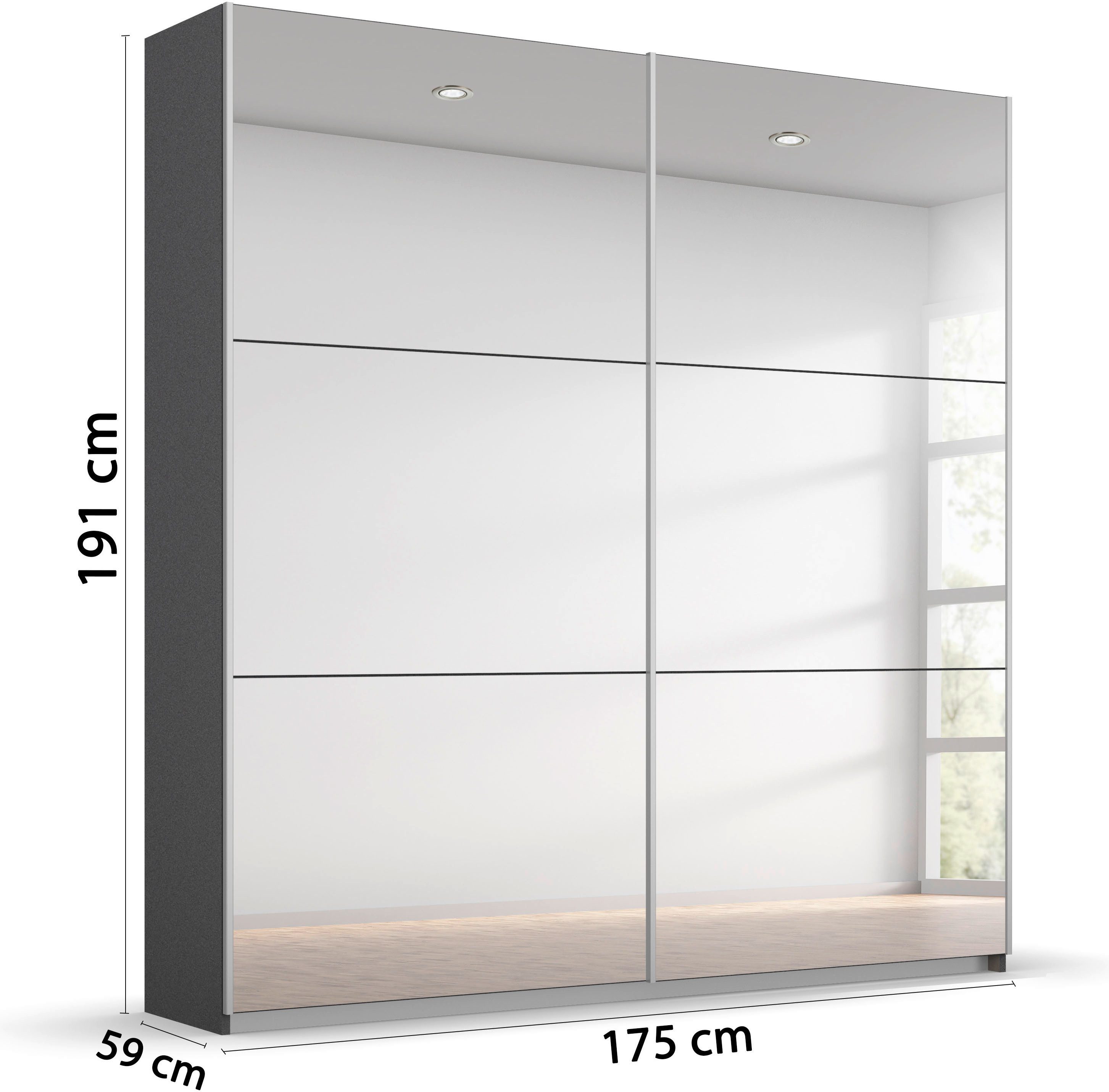rauch Zweefdeurkast Kledingkast kast garderobe REFLECT inclusief praktische binneninrichting met veel opbergruimte made in germany